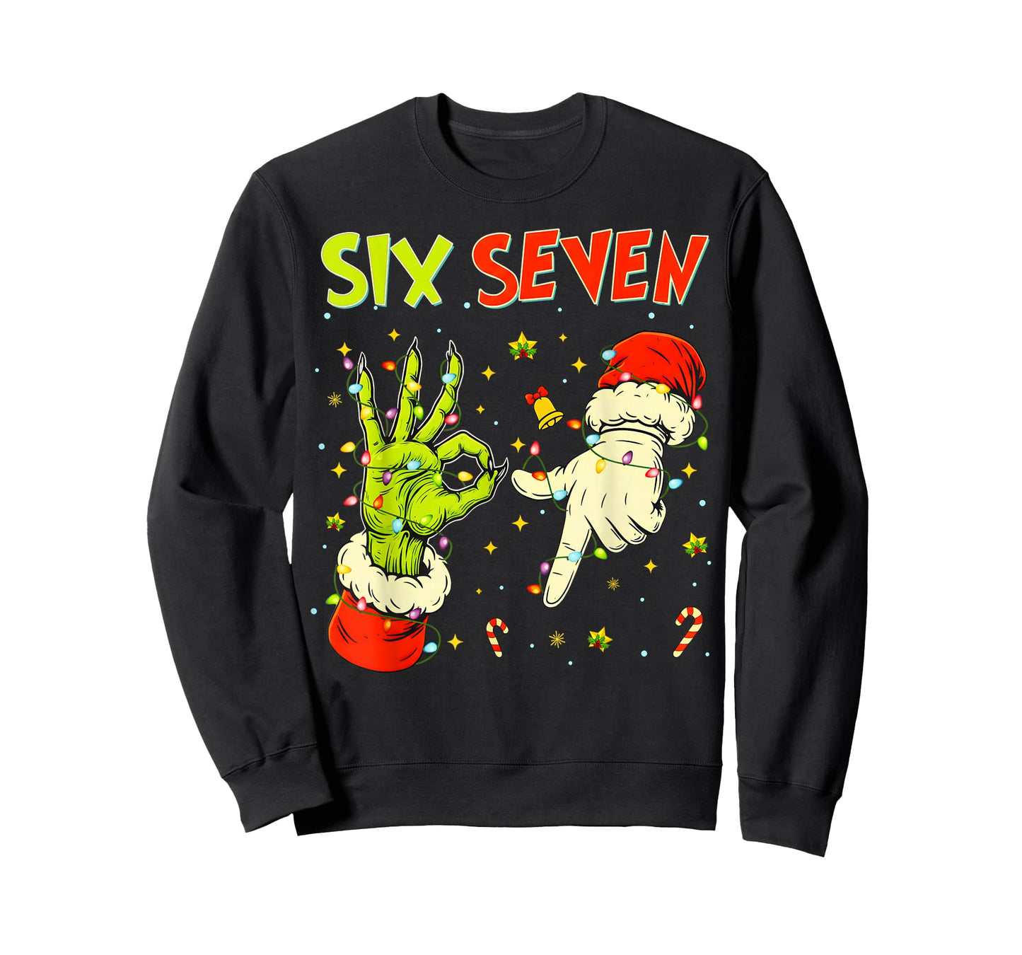 Six Seven 67 Funny Hand-Sign Christmas Meme T-Shirt