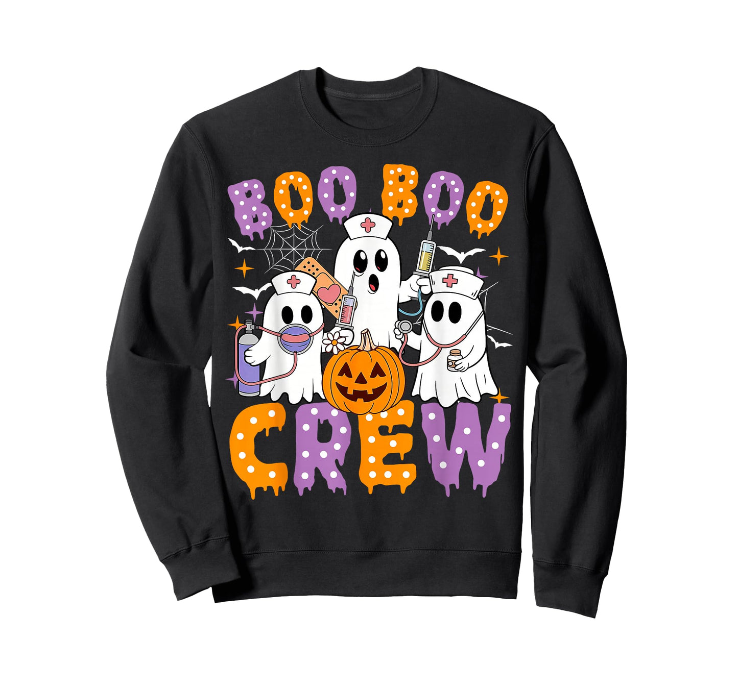 Boo Boo Crew Nurse Ghost Scrub Halloween Custom Women Men T-Shirt