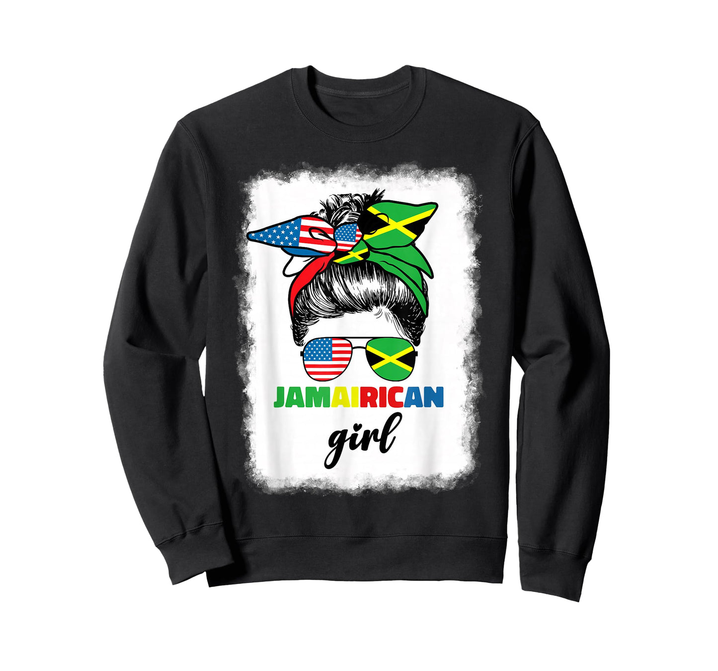 Half American Jamaican America Jamaica Flag JamaiRican Girl T-Shirt