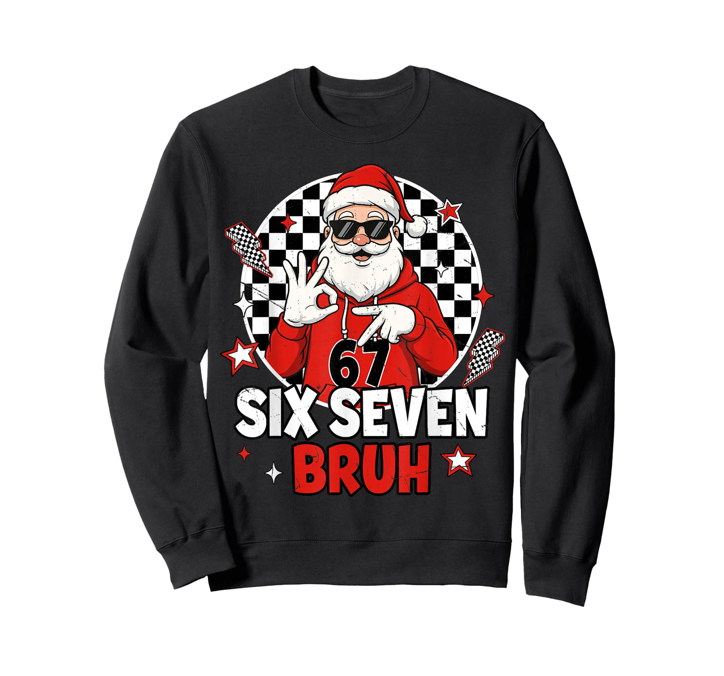 Funny 67 Meme Six Seven Christmas Bruh Santa Kids Boys Men T-Shirt