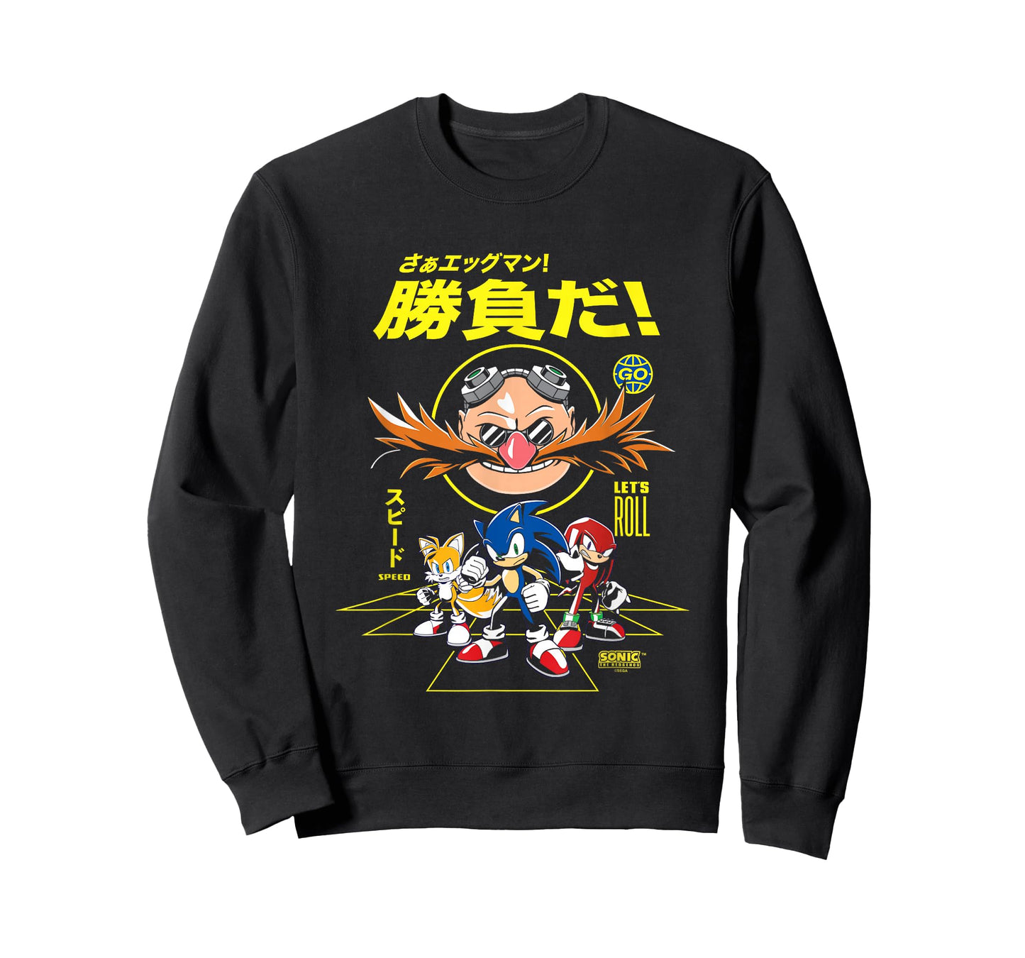 Sonic The Hedgehog Let's Roll Distressed Kanji Poster T-Shirt