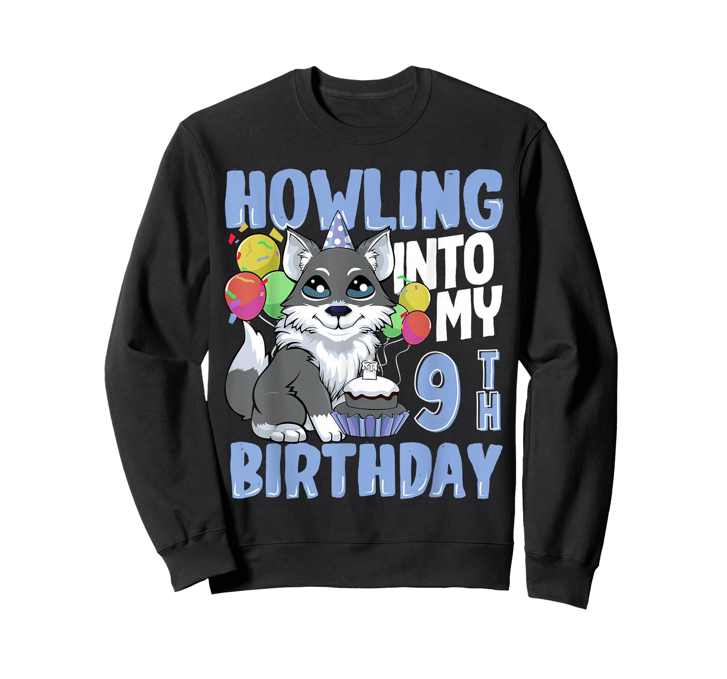 Wolf for 9 Year Old Birthday for 9th Birthday Wolf Kids Boys T-Shirt