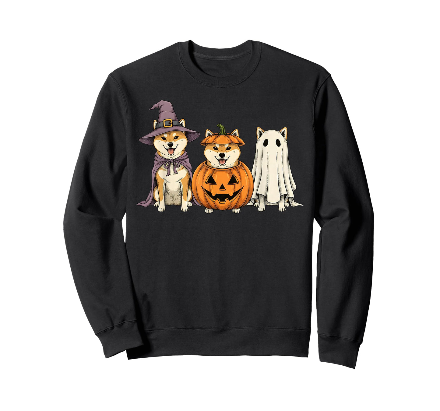 Spooky Ghost Shiba Inu Pumpkin Halloween Dog Lover T-Shirt