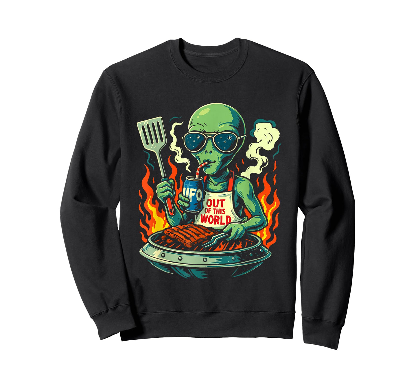 UFO Space Cookout – Flying Saucer BBQ Grill - Funny Alien T-Shirt