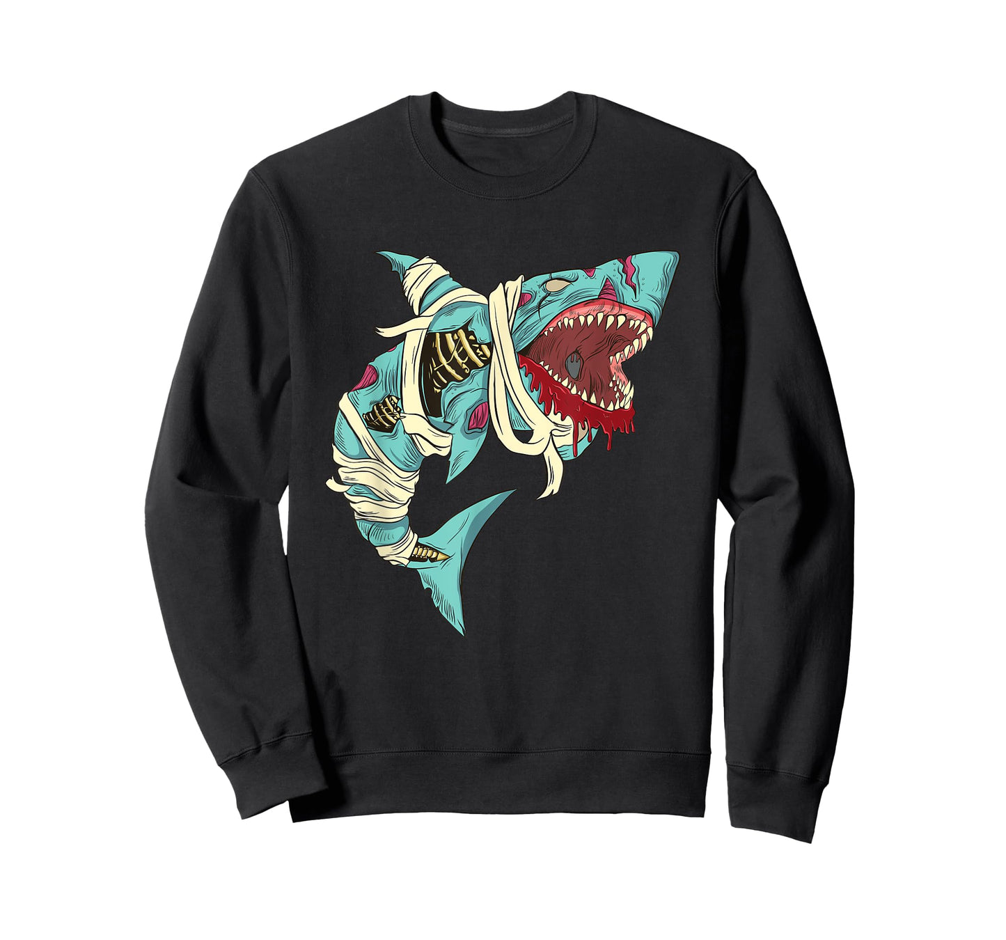 Shark Zombie Shirt Creepy Zombie Halloween Costume Mummy T-Shirt