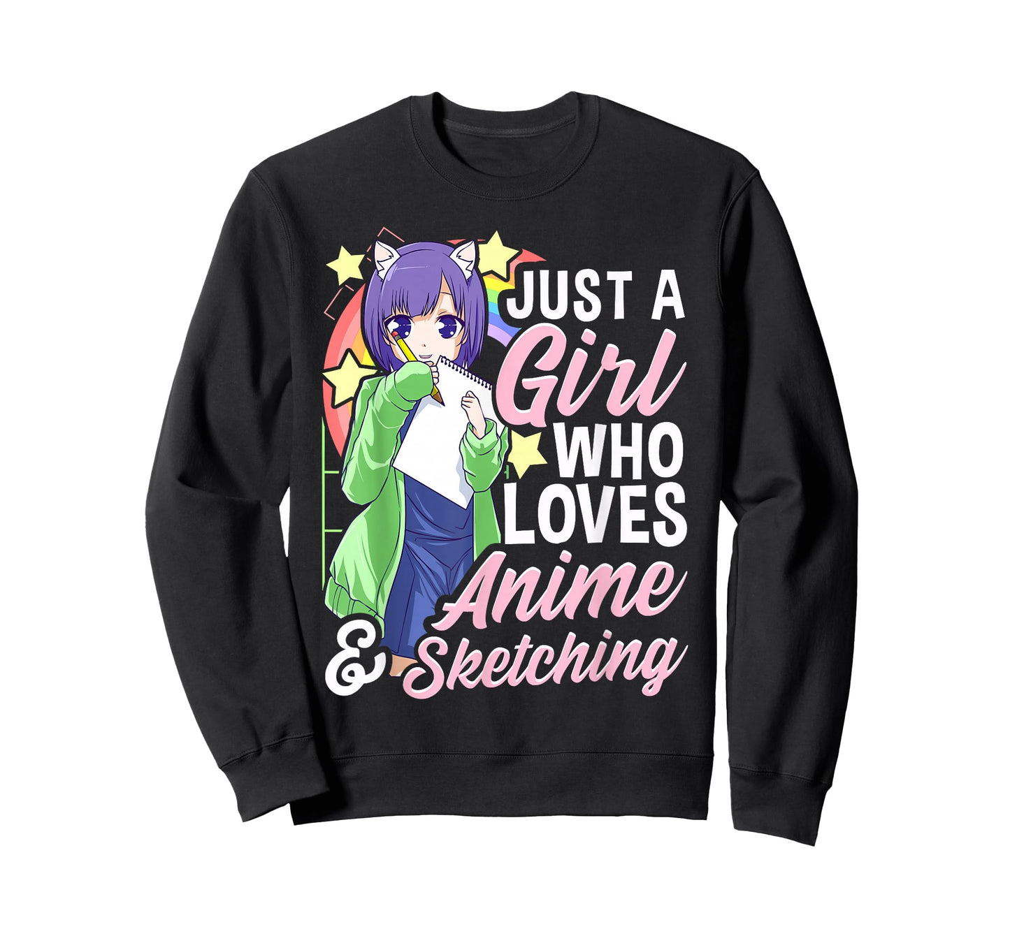 Anime Girl Just a Girl Who Loves Anime and Sketching Drawing T-Shirt Small
