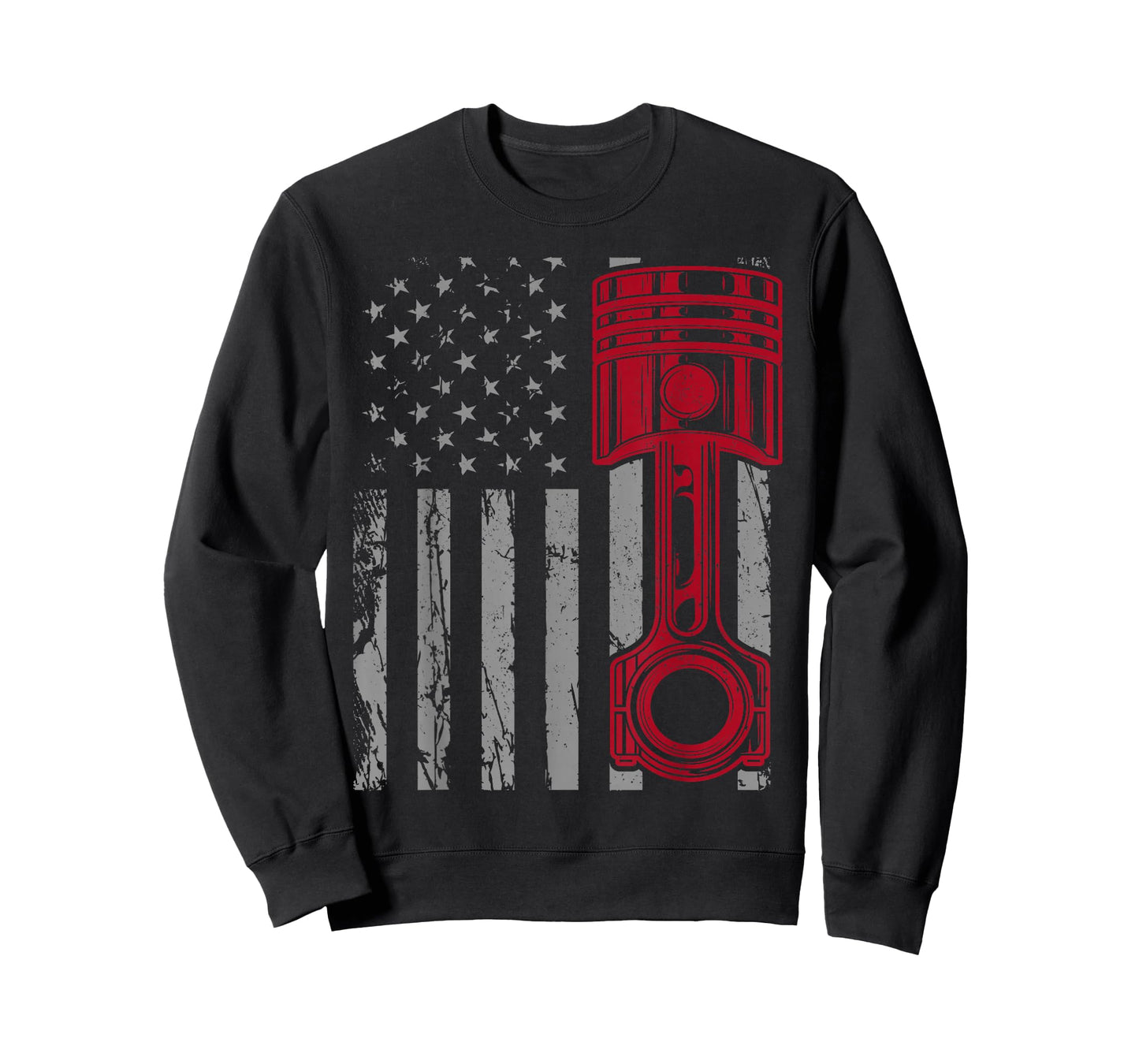 Car Mechanic Piston US Flag Auto Engine Patriotic Garage Guy T-Shirt