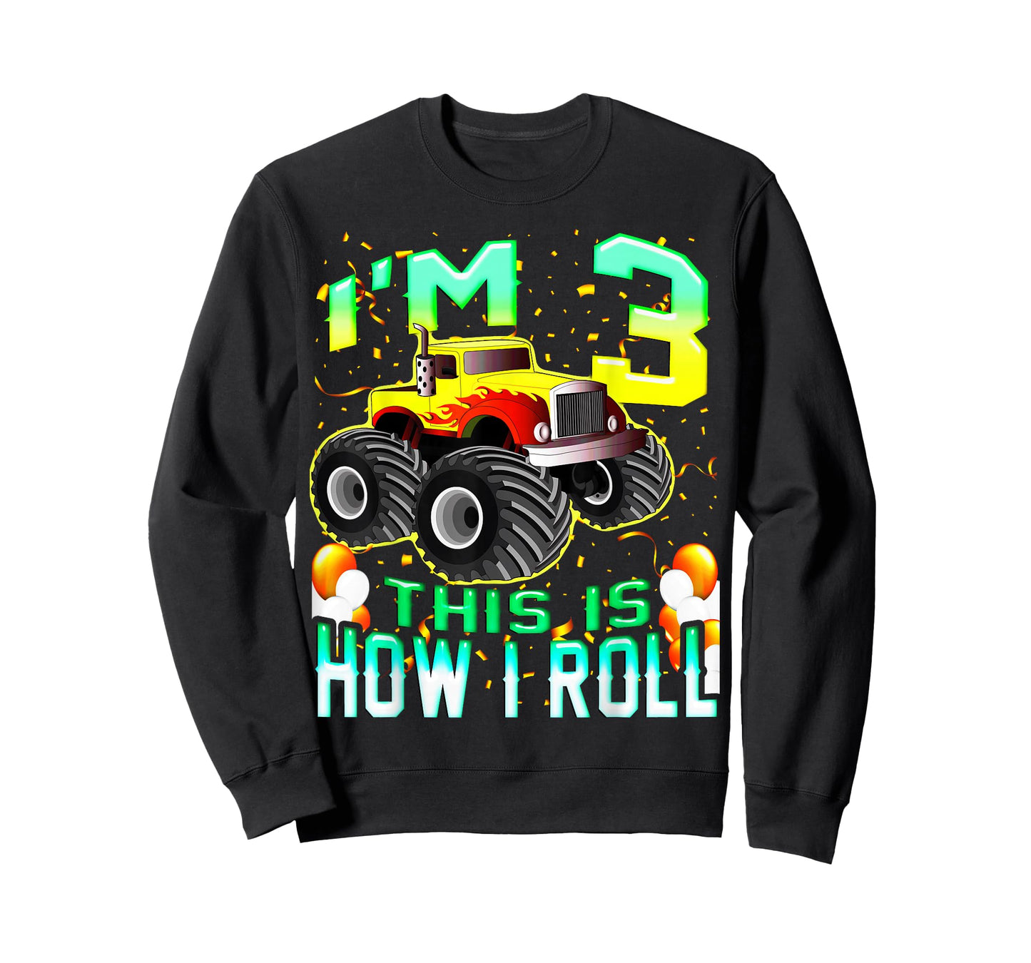 Kids 3 Year Old Shirt 3rd Birthday Boy Monster Truck Car T-Shirt
