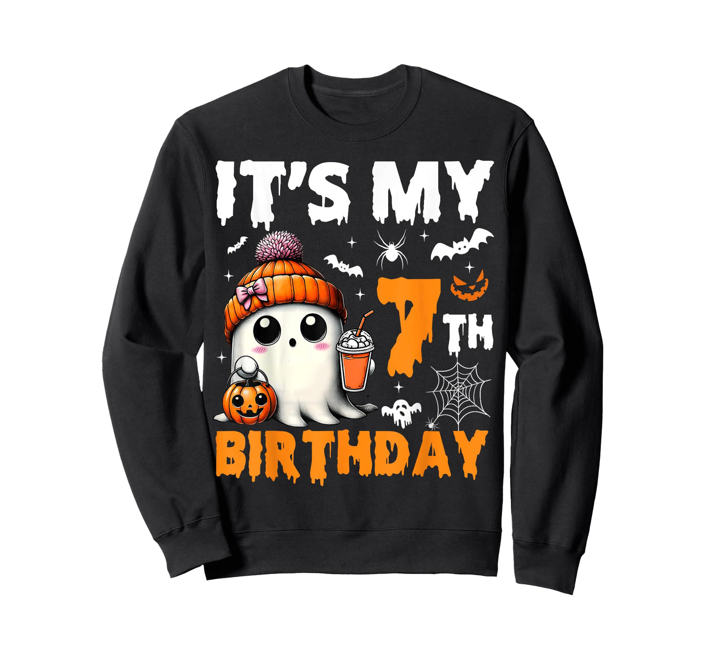 It's My 7th Birthday 7 Years Old Ghost Pumpkin Halloween T-Shirt