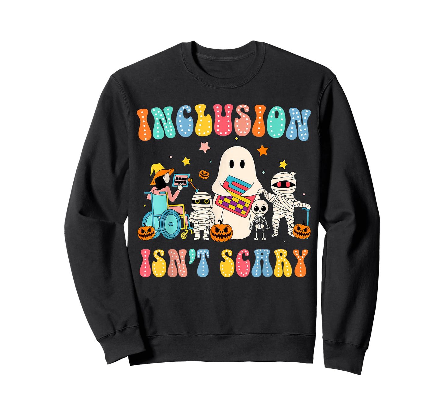 Inclusion Isn't Scary Ghost Mummy Halloween SLP Sped Teacher T-Shirt