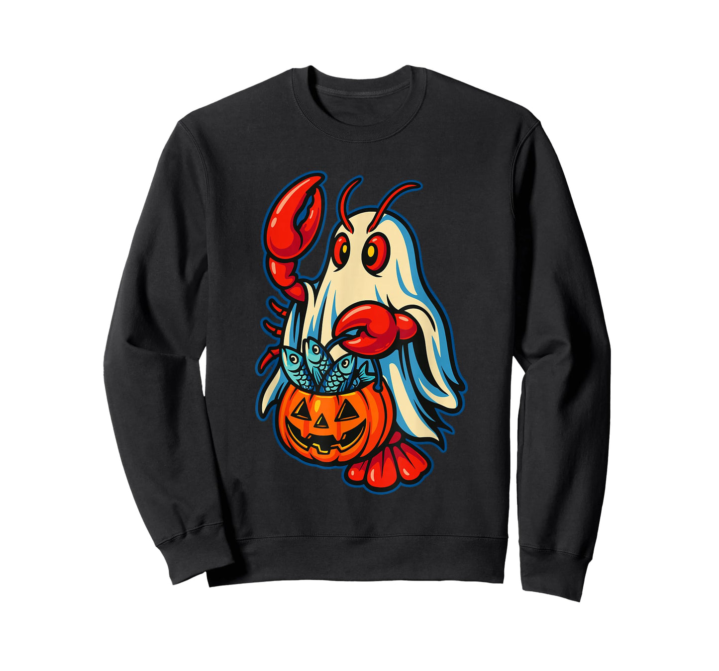 Halloween Lobster Ghost Funny Fish Lovers Nautical Themed T-Shirt