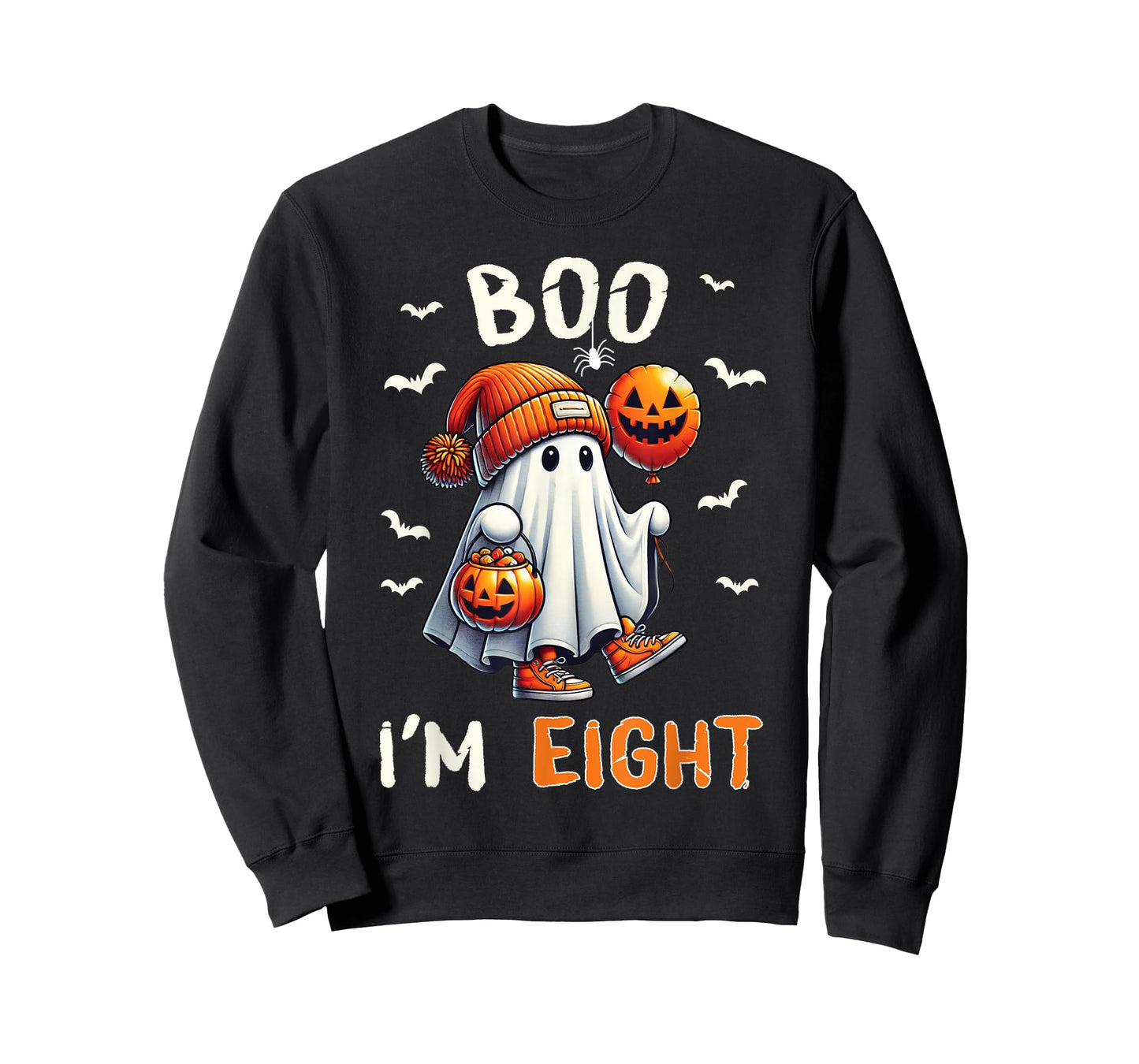 Boo I'm Eight Ghost 8th Birthday Halloween Boy Kids Groovy T-Shirt