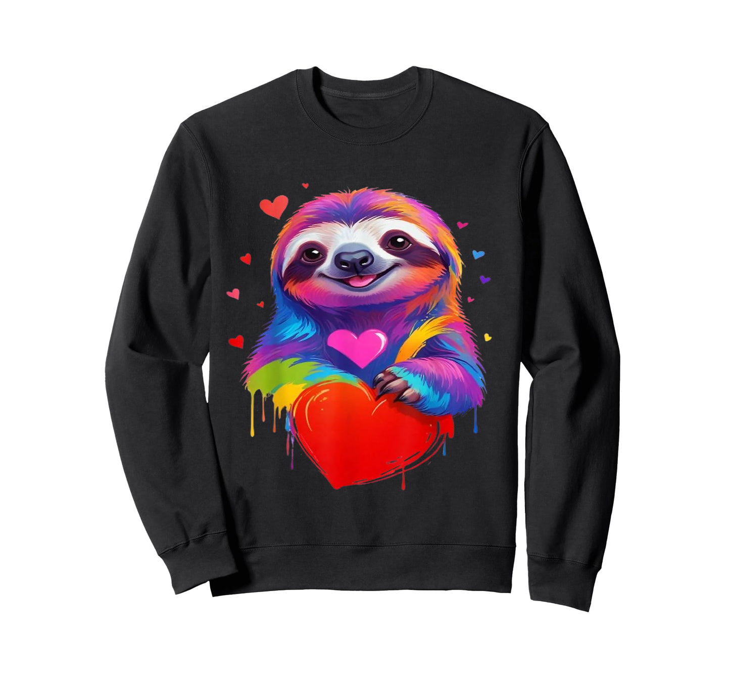 Colorful Sloth T-Shirt - Rainbow Sloth Heart Animal Lover T-Shirt