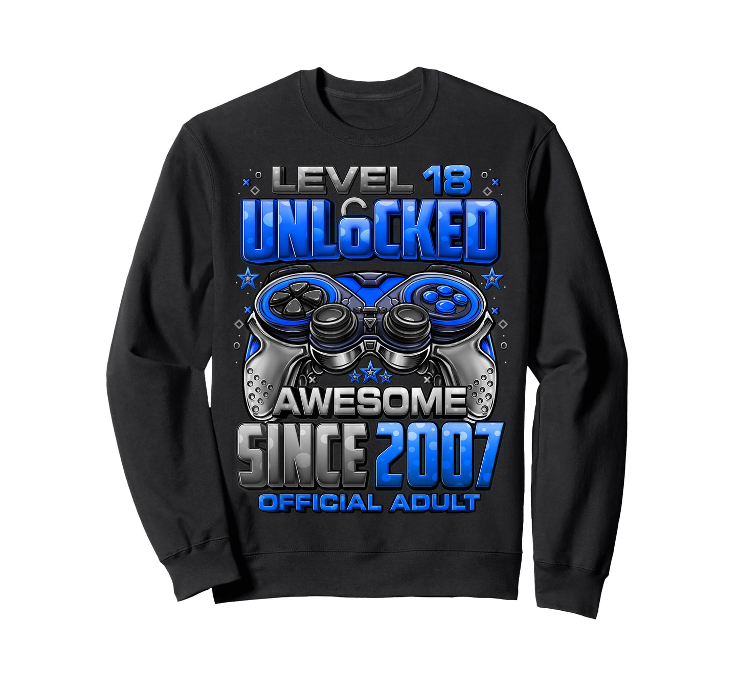 Level 18 Unlocked Awesome Since 2007 18th Birthday Gaming T-Shirt