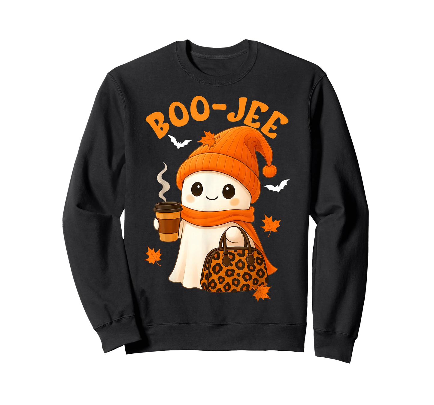 Cute Boo Jee Ghost Halloween Beanie Ghost Coffee Womens Girl T-Shirt