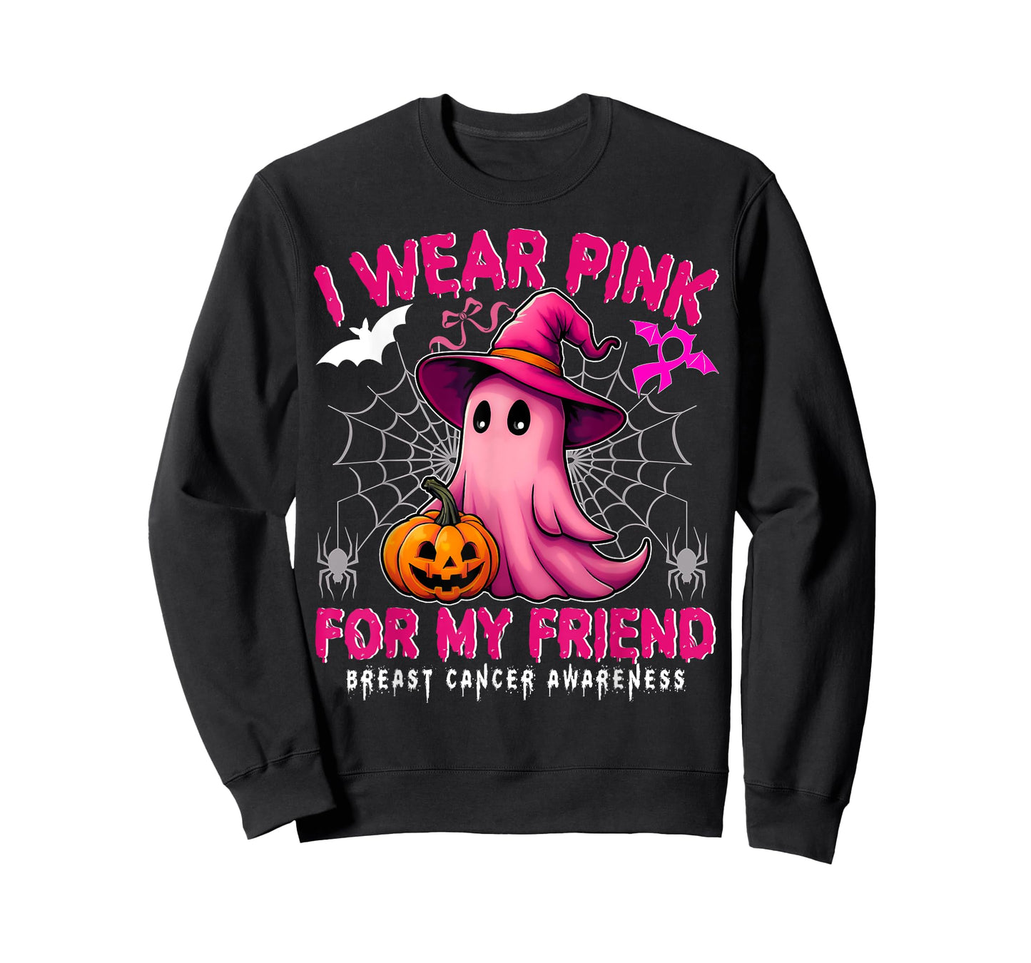 Breast Cancer Awareness I Wear Pink For My Friend Ghost T-Shirt