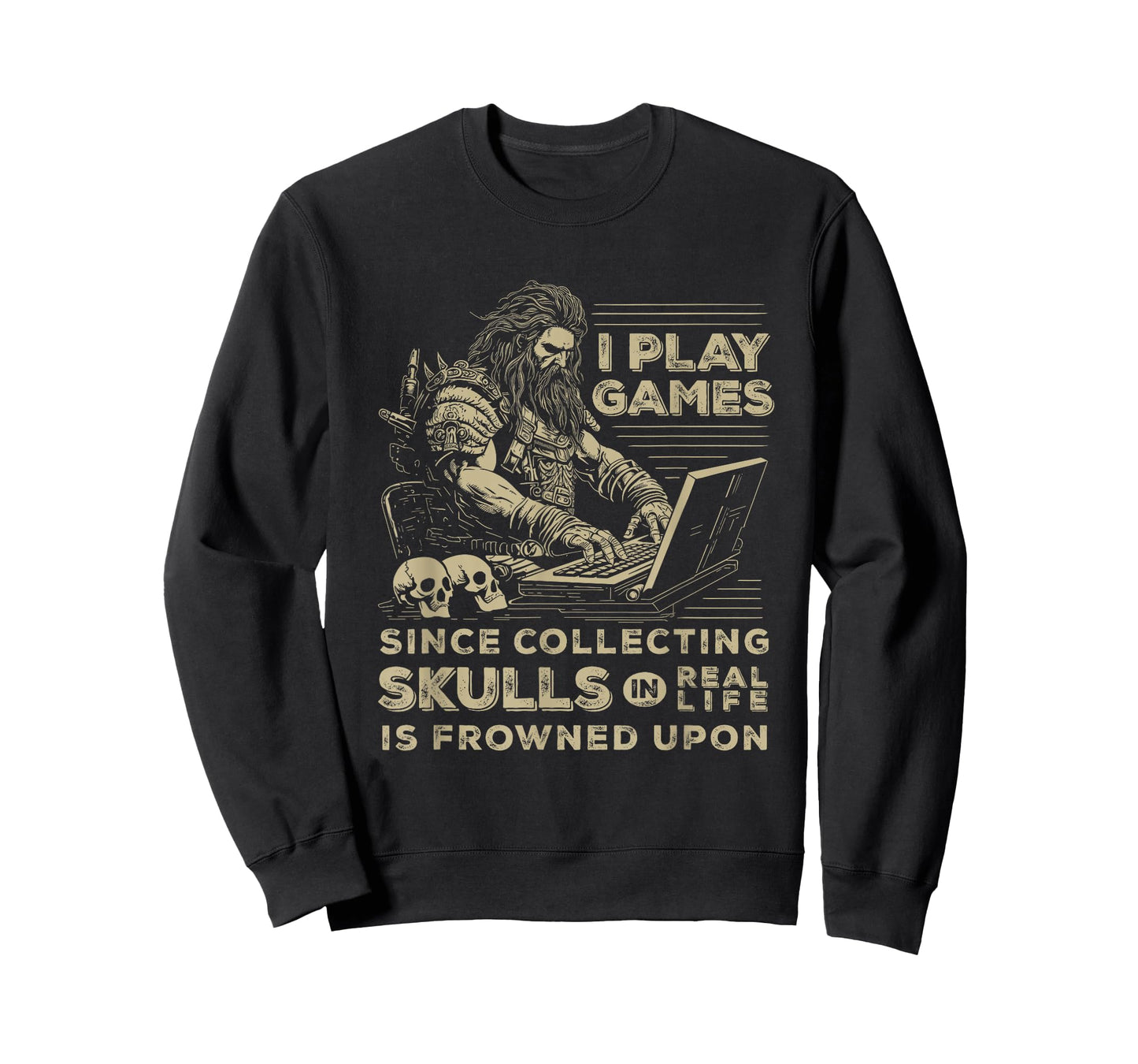 Gaming Warrior Collecting Skulls Pc Game MMO RPG Games Gamer T-Shirt