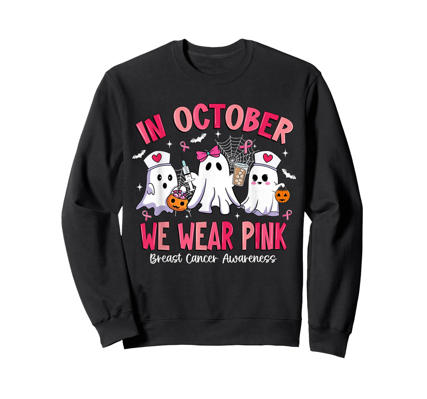 in October We Wear Pink Nurse Breast Cancer Awareness T-Shirt