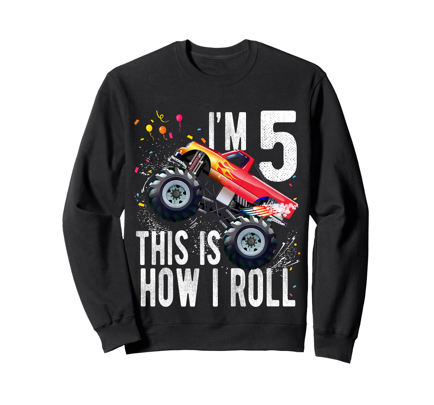 Kids 5 Year Old Shirt 5th Birthday Boy Monster Truck Car T-Shirt