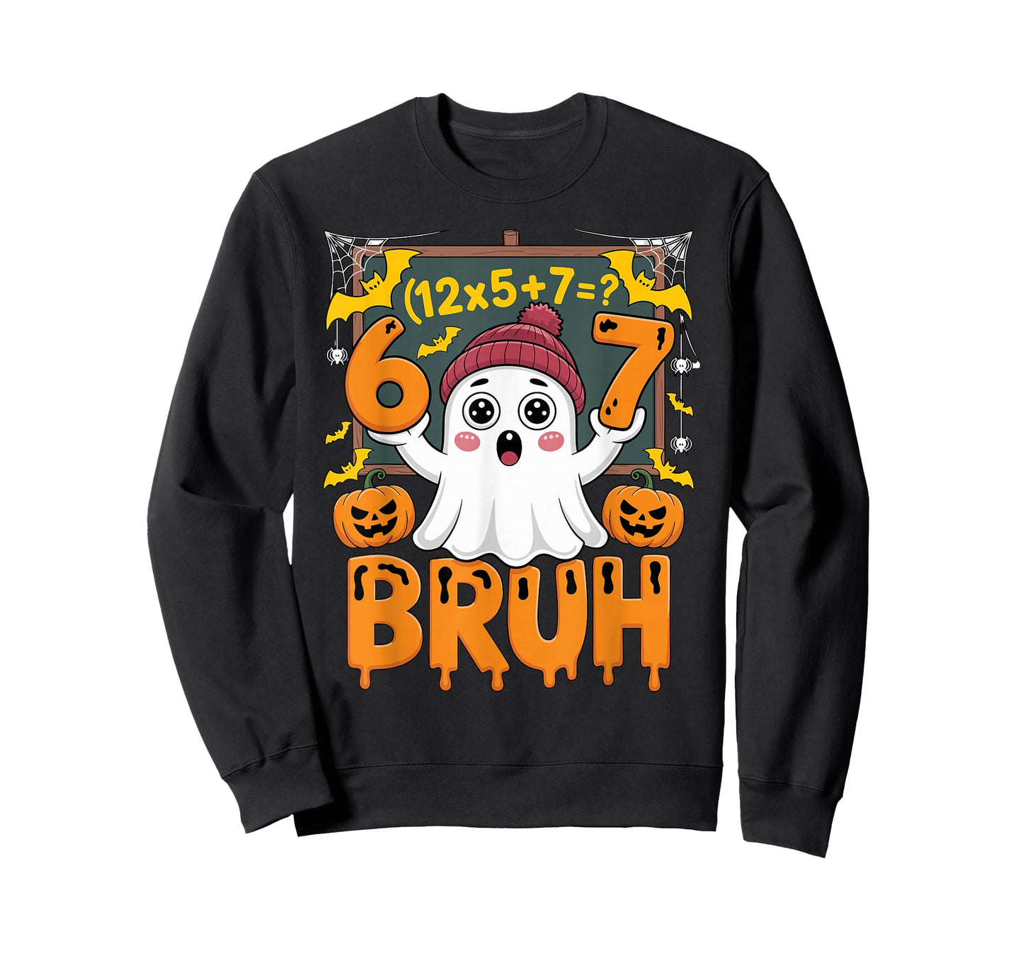 67 Teacher Halloween Ghost Six Seven Meme Math Humor Ghost T-Shirt