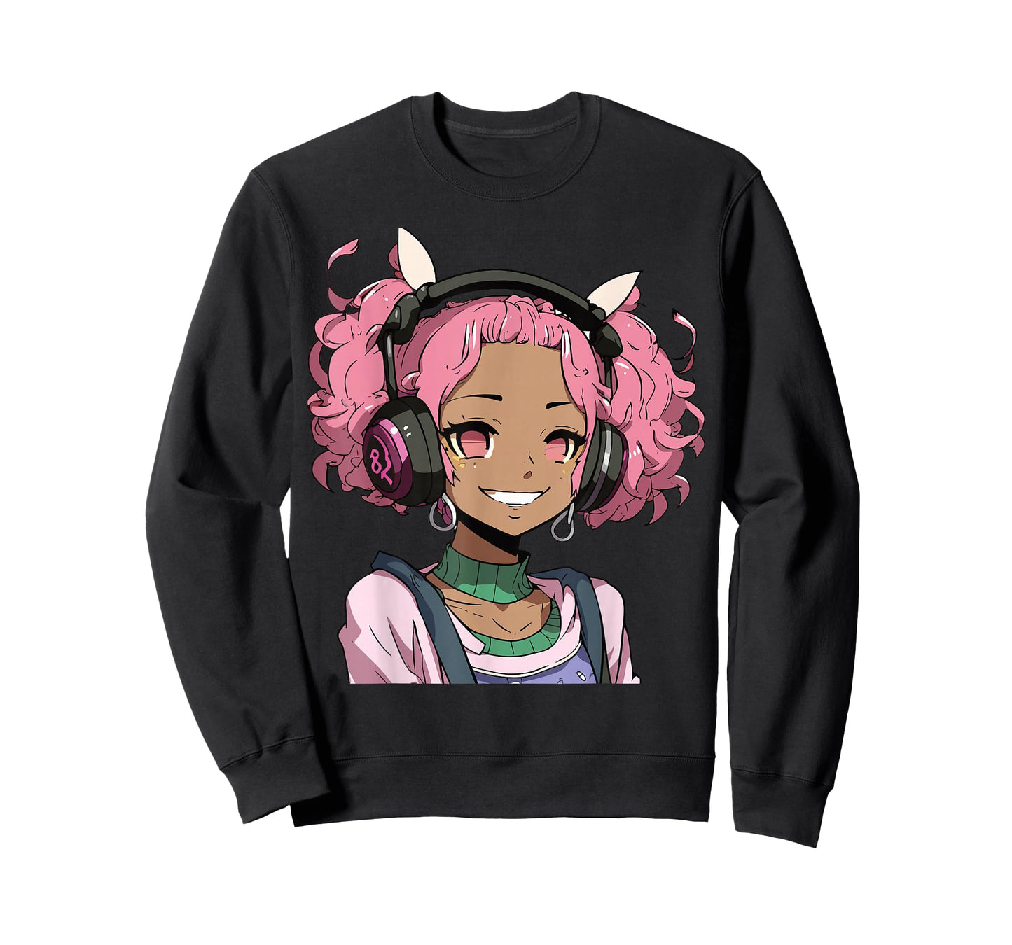 Anime and Music Black Girl Anime Merch Afro African American T-Shirt