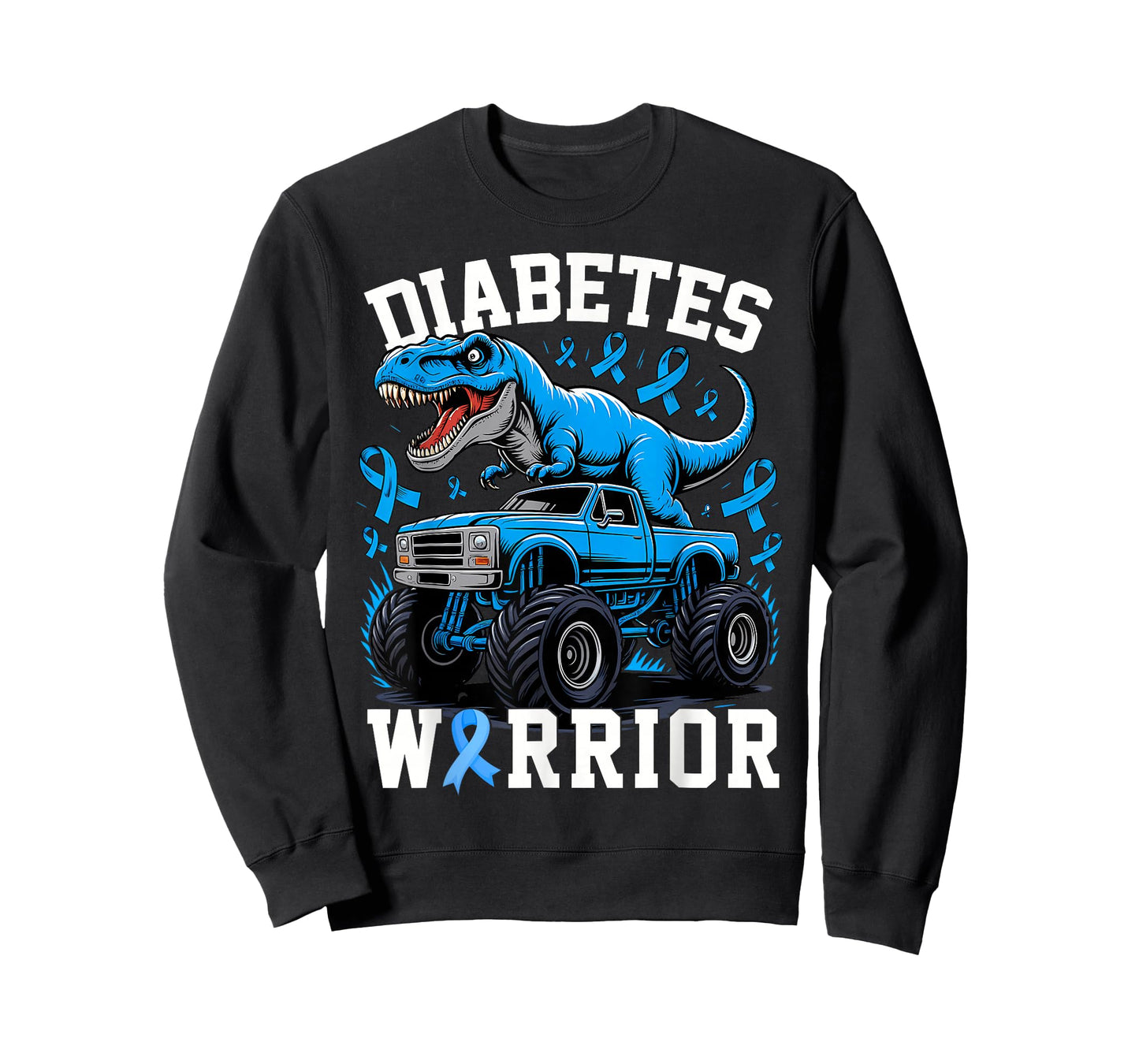 T Rex Dinosaur Monster Truck Blue Type 1 Diabetes Warrior T-Shirt