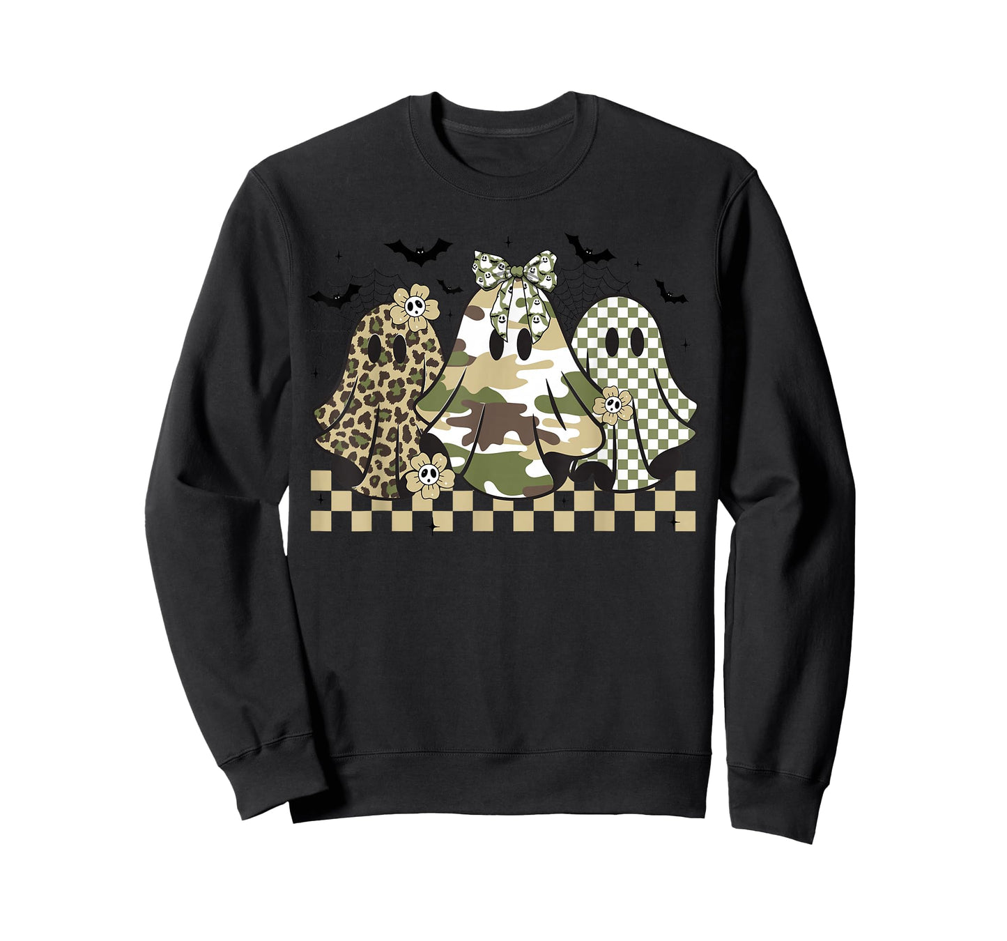 Ghost Coquette Bow Camo & Leopard Print Halloween Women T-Shirt