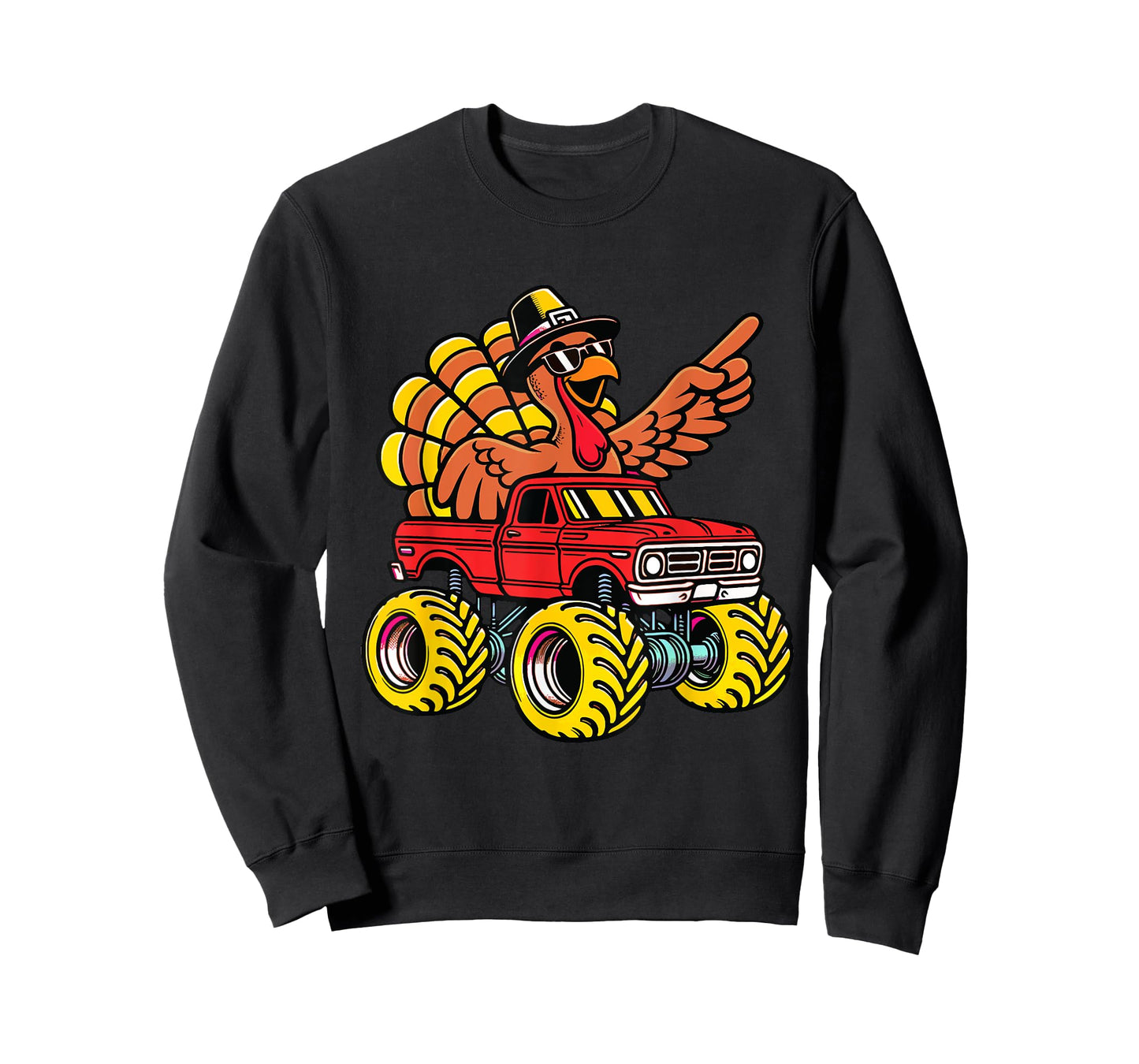 Thanksgiving Turkey Riding Monster Truck Kids Boys T-Shirt