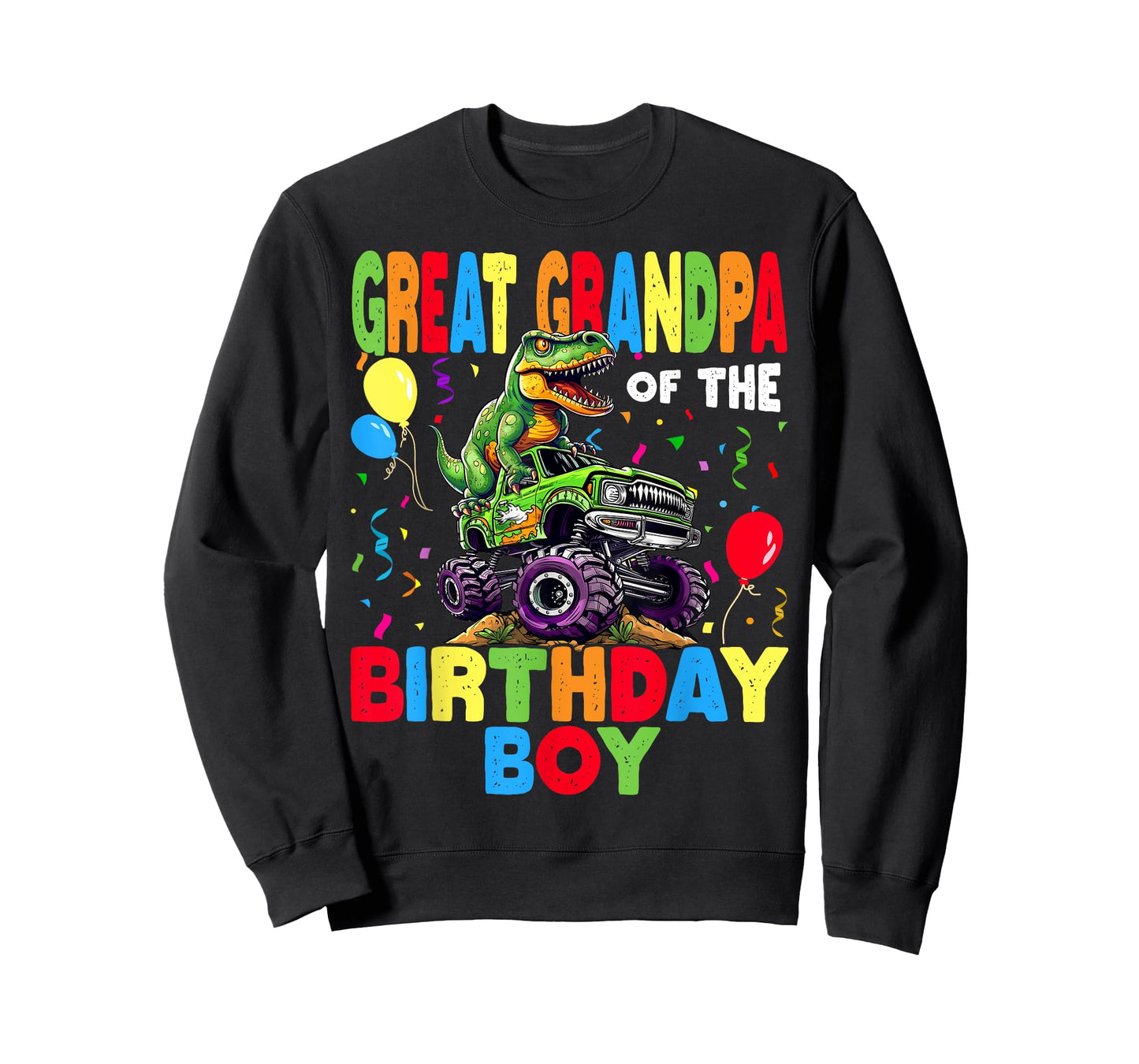 Great Grandpa Of The Birthday Boy Dinosaur Rex Monster Truck T-Shirt