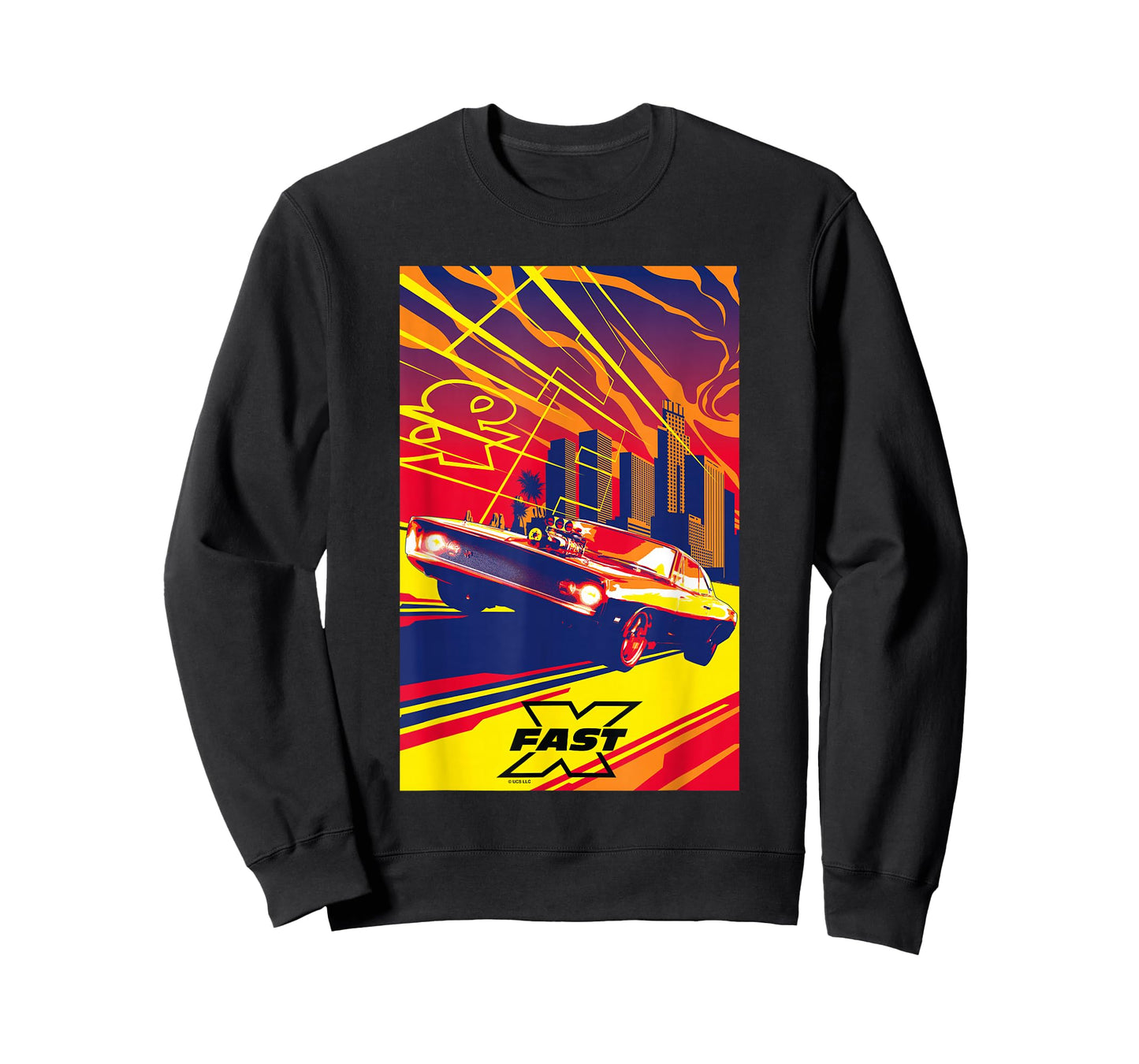 Fast X Toretto Charger City Skyline Saturated Movie Poster T-Shirt