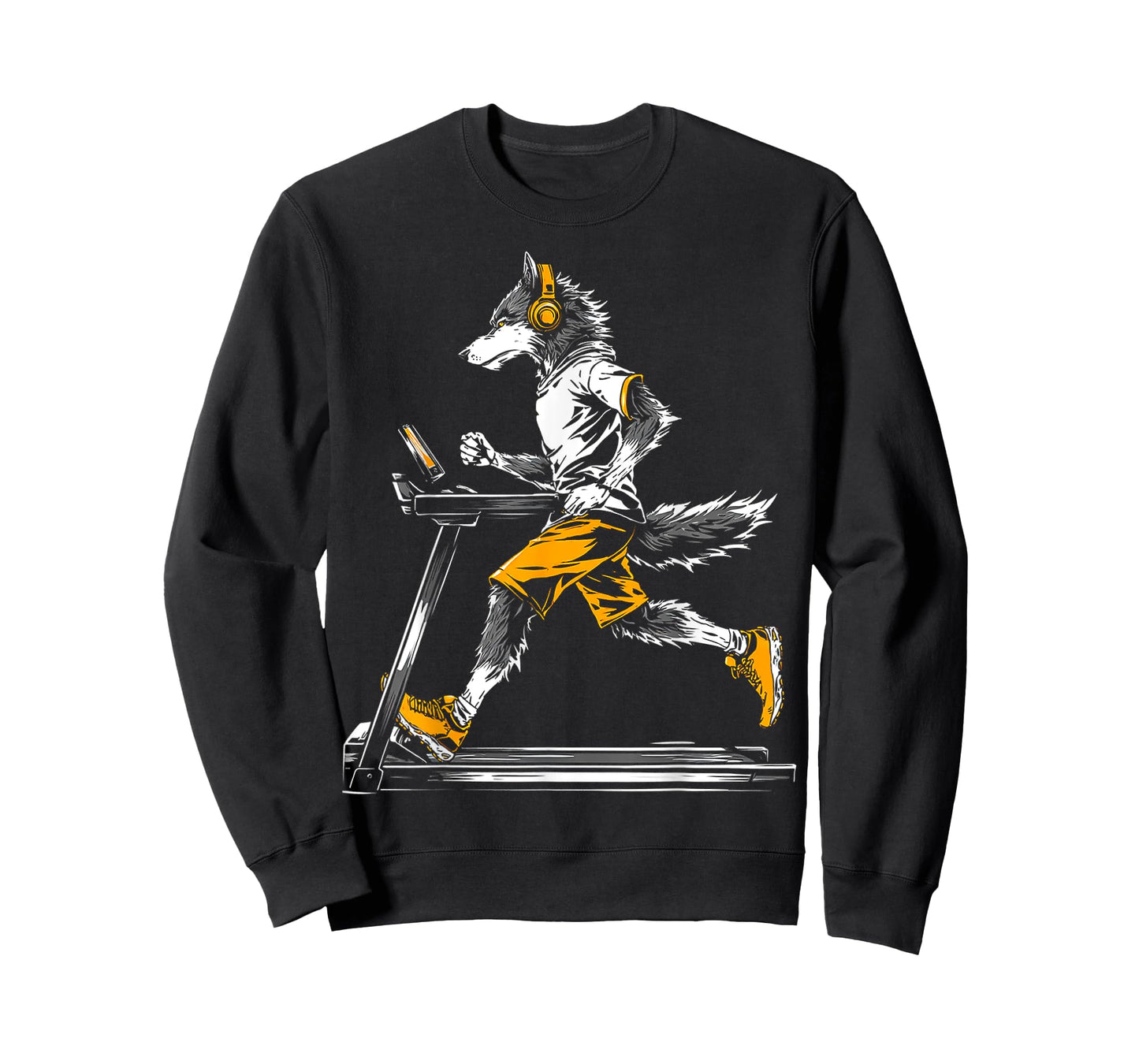 Wolf Fitness Treadmill Running Art Animal Motif Wolf T-Shirt