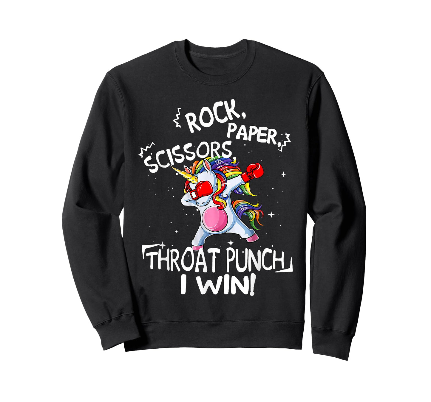 Rock Paper Scissors Throat Punch I win Unicorn Boxing T-Shirt
