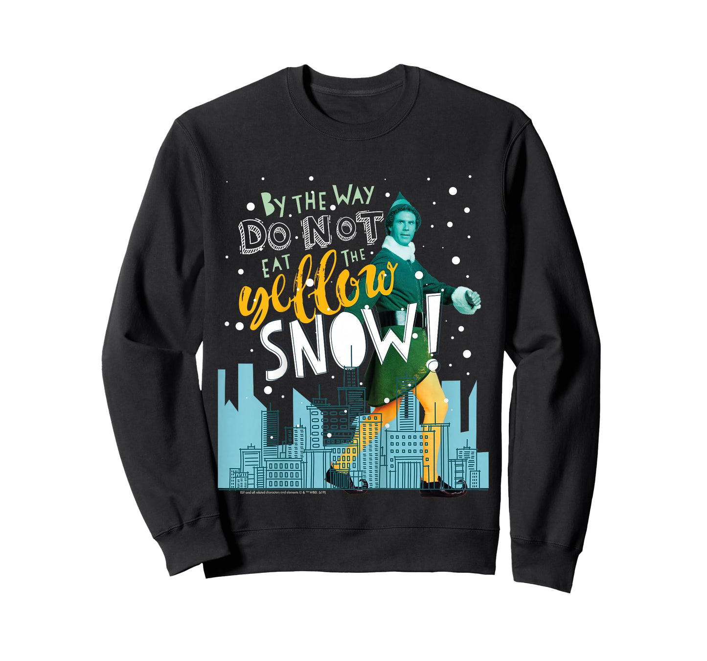 Kids Elf Buddy Don't Eat The Yellow Snow Skyline Text Poster T-Shirt