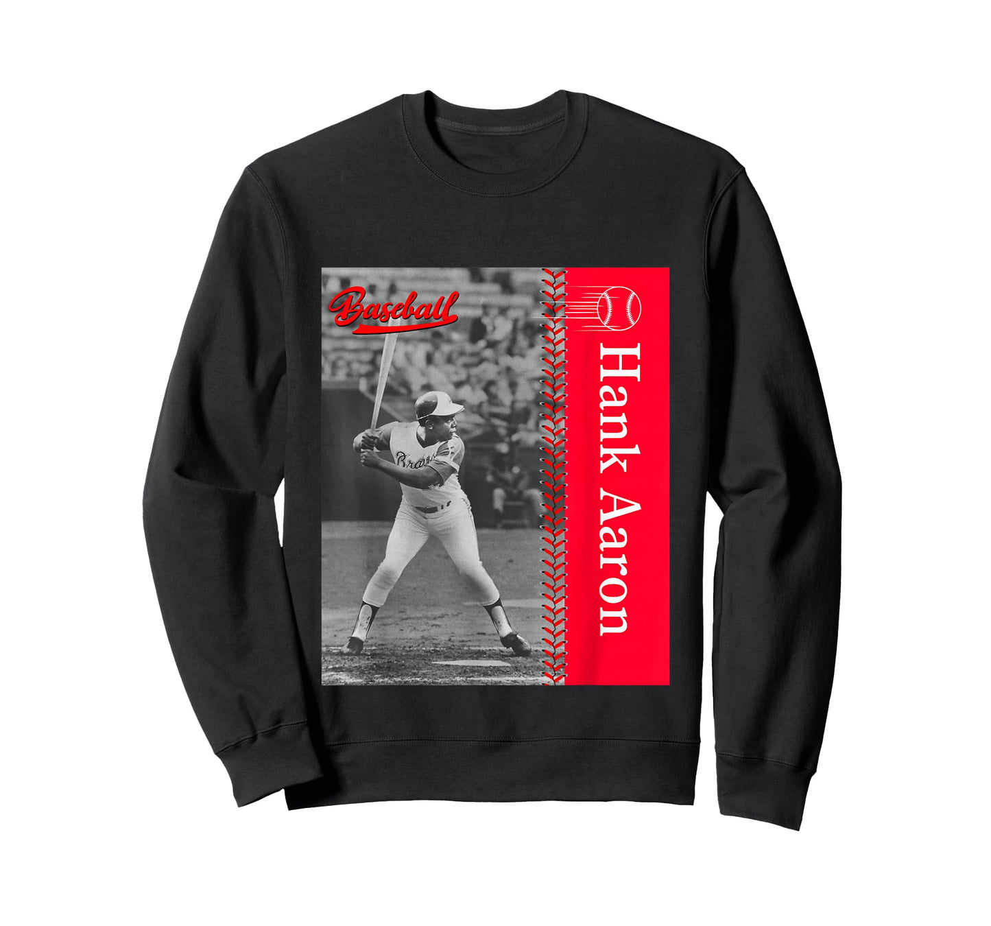 Hank Aaron_Baseball_001 T-Shirt, Small, Black
