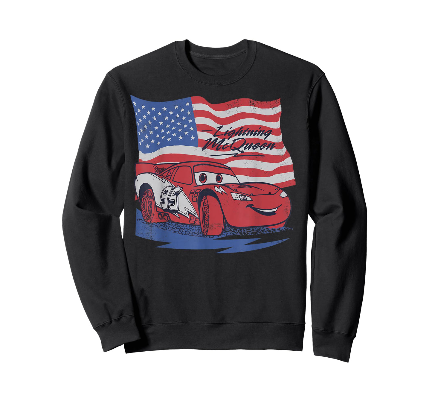 Disney Pixar Cars US Flag Lightning McQueen Retro T-Shirt T-Shirt
