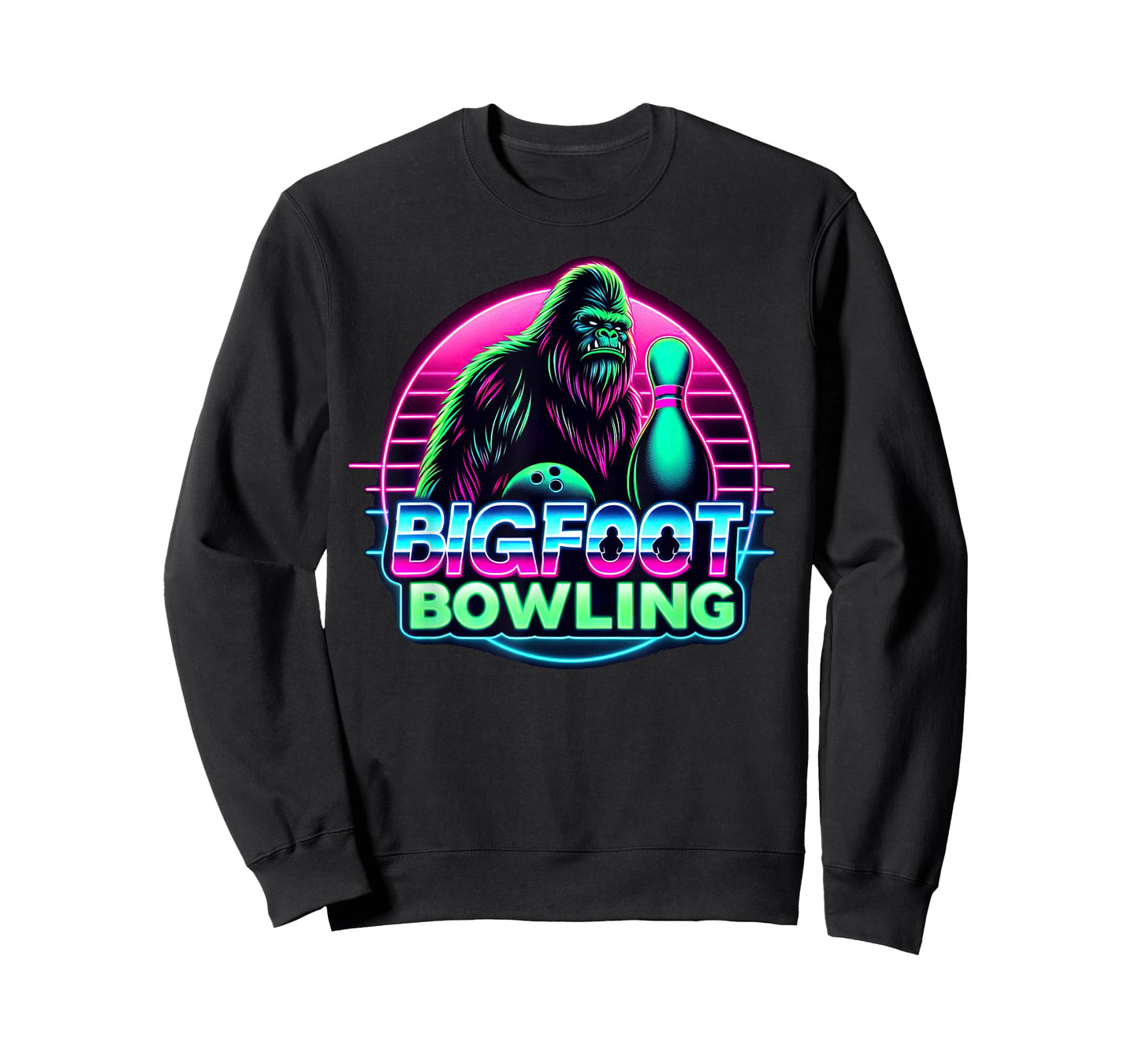 Bigfoot Bowling Funny Sasquatch Bowler Alley Pin Graphic T-Shirt