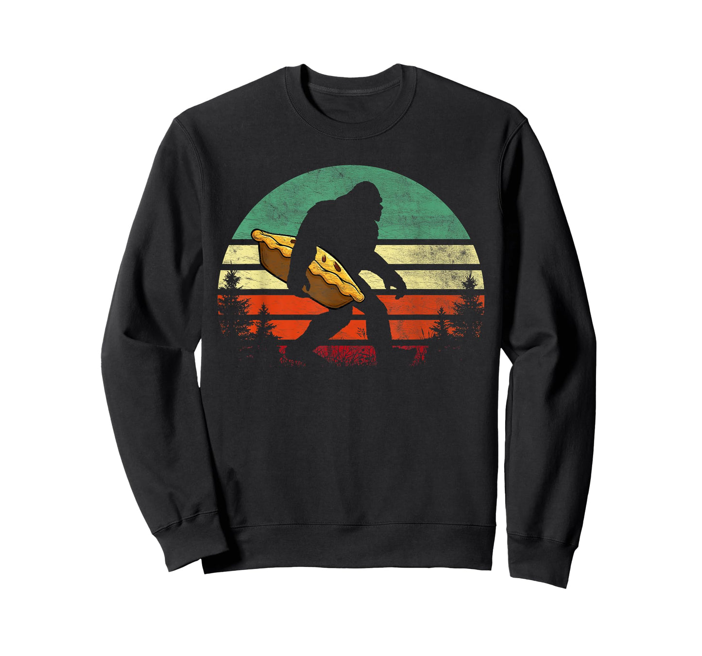 Retro Bigfoot Carrying Apple Pie Thankgiving Sasquatch T-Shirt