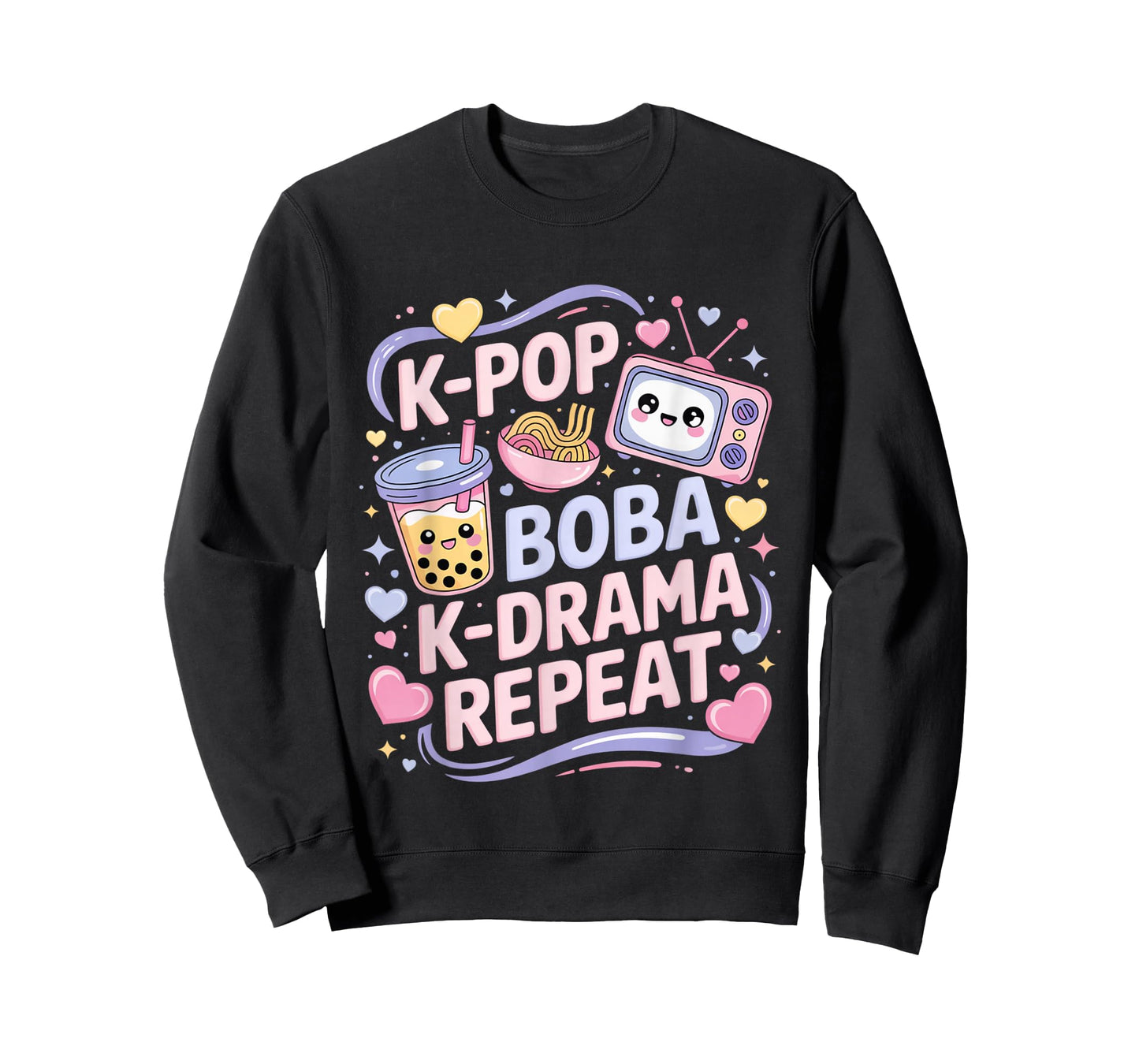 K-Pop Boba K-Drama Repeat K-POP Music Lover Kawaii Korean T-Shirt