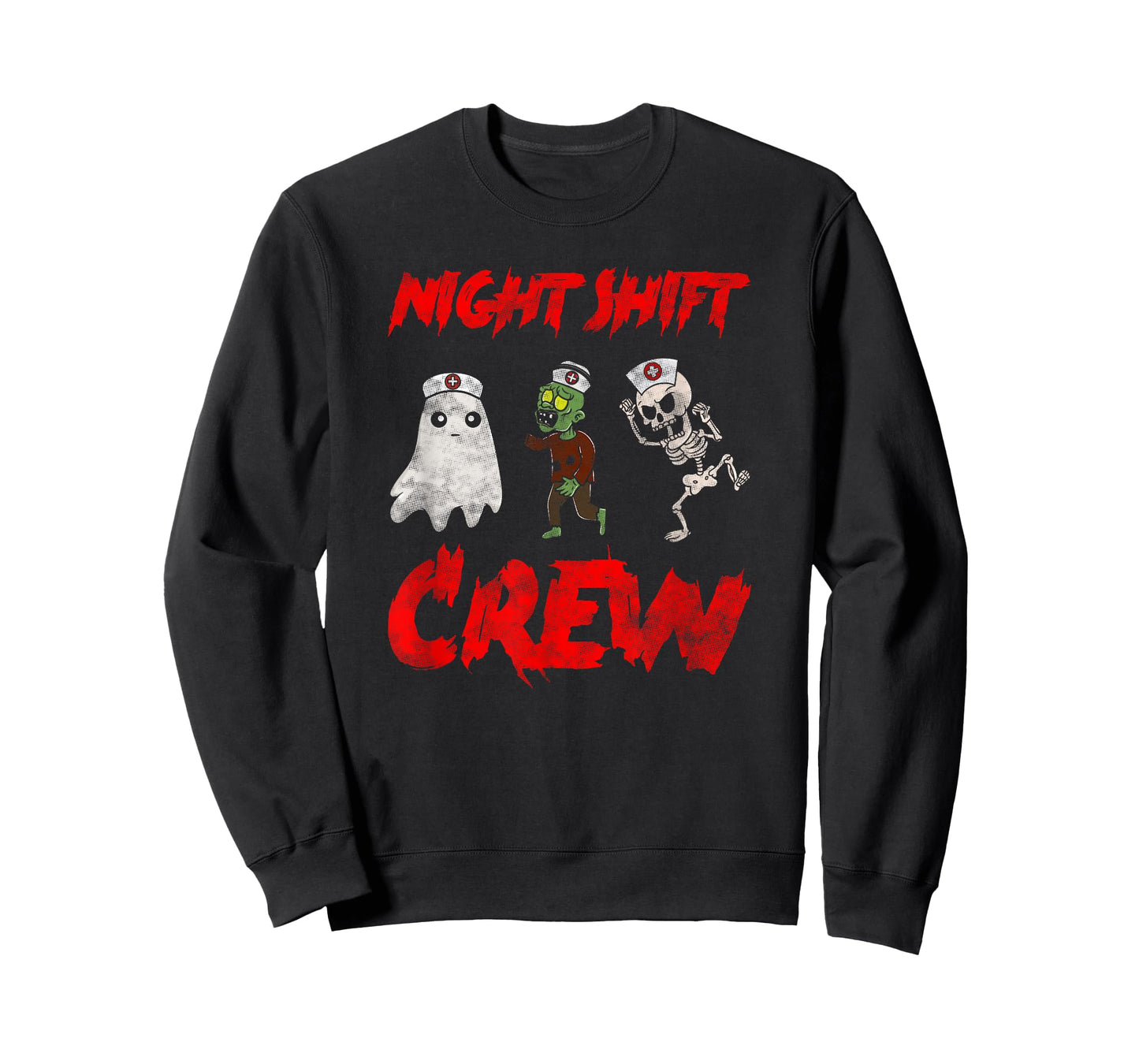 Night Shift Crew Ghost Skeleton Zombie Funny Halloween Nurse T-Shirt