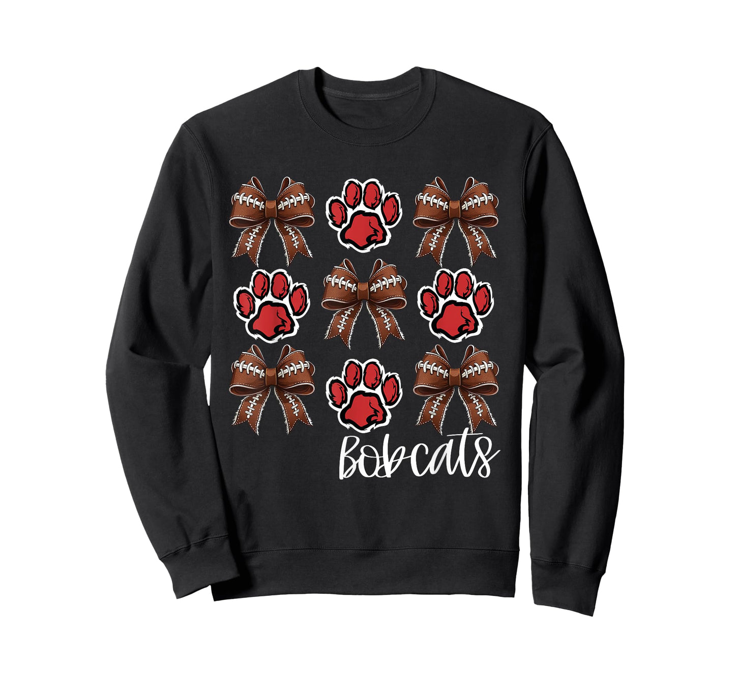 Bobcats Football Bows School Spirit Game Day Red Bobcat T-Shirt