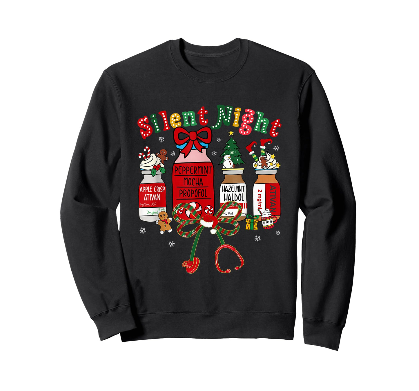 Silent Night Propofol Medical Nurse Christmas RN ICU Nursing T-Shirt