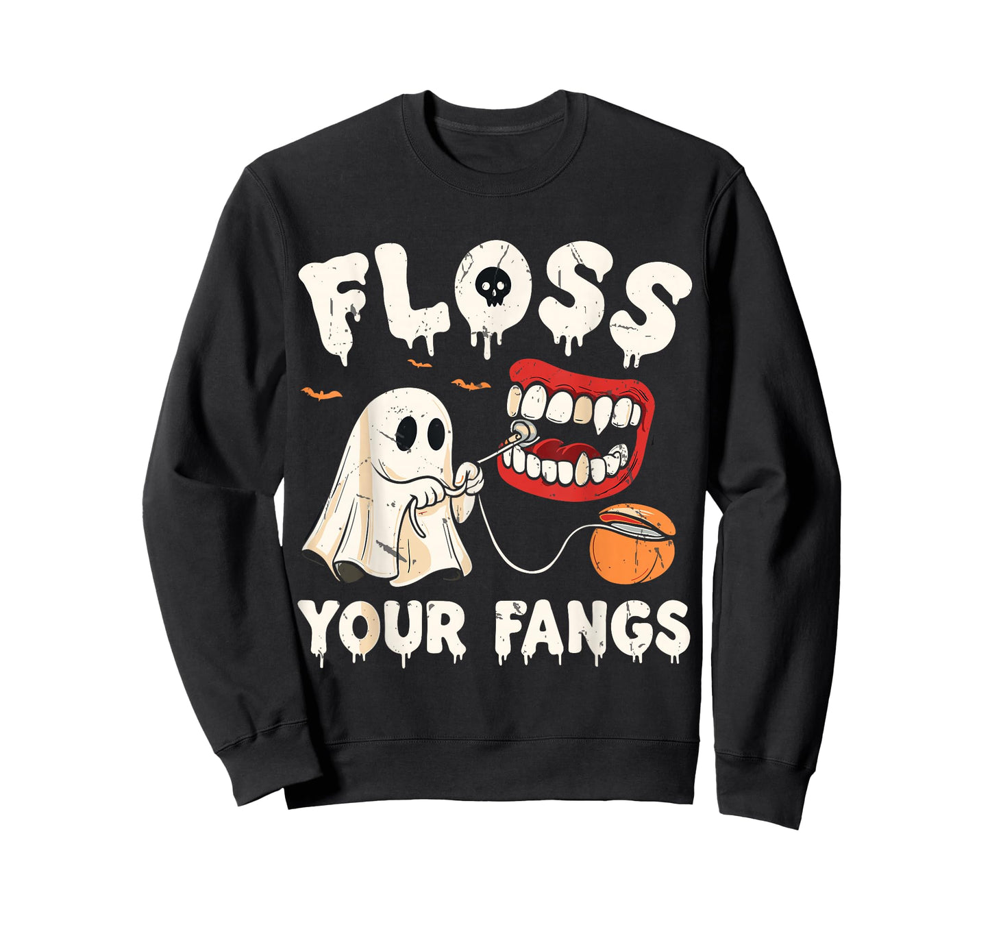 Floss Your Fangs Boo Dental Halloween Spooky Dentist T-Shirt T-Shirt