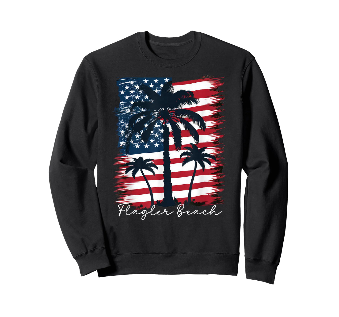 Flagler Beach - Patriotic American Flag Palm Trees T-Shirt