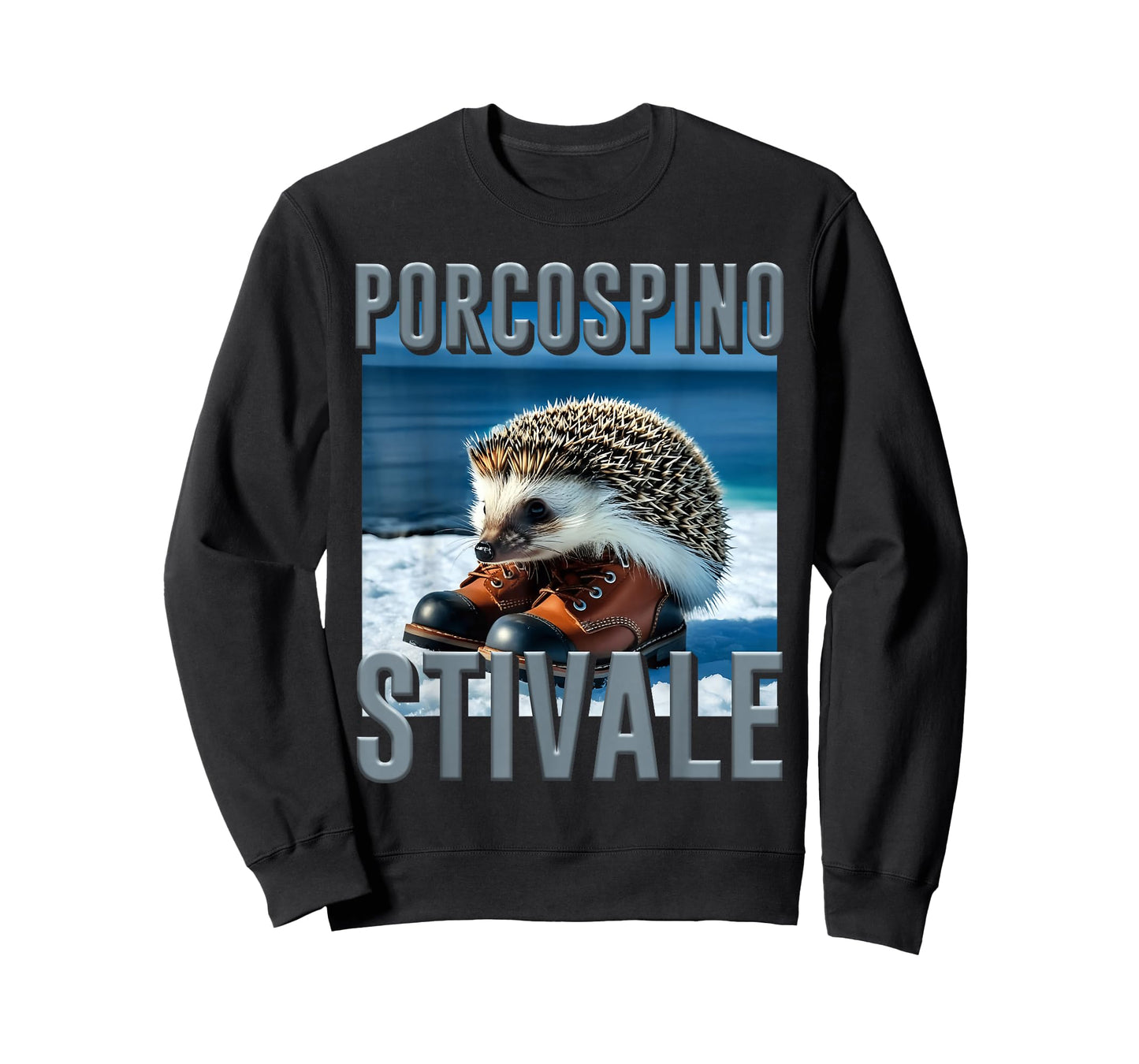Porcospino Stivale Hedgehog AI Monster Italian Brainrot Meme T-Shirt