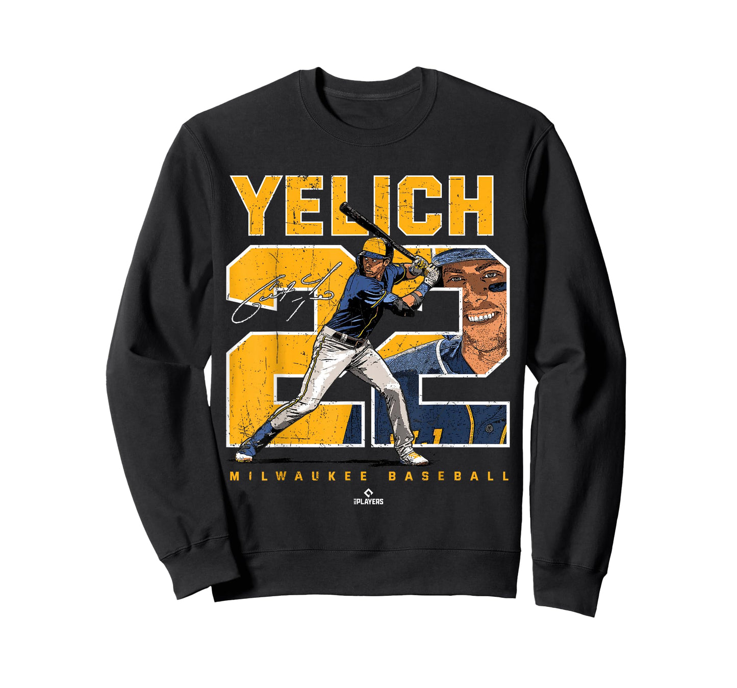 Number and Portrait Christian Yelich Milwaukee MLBPA T-Shirt
