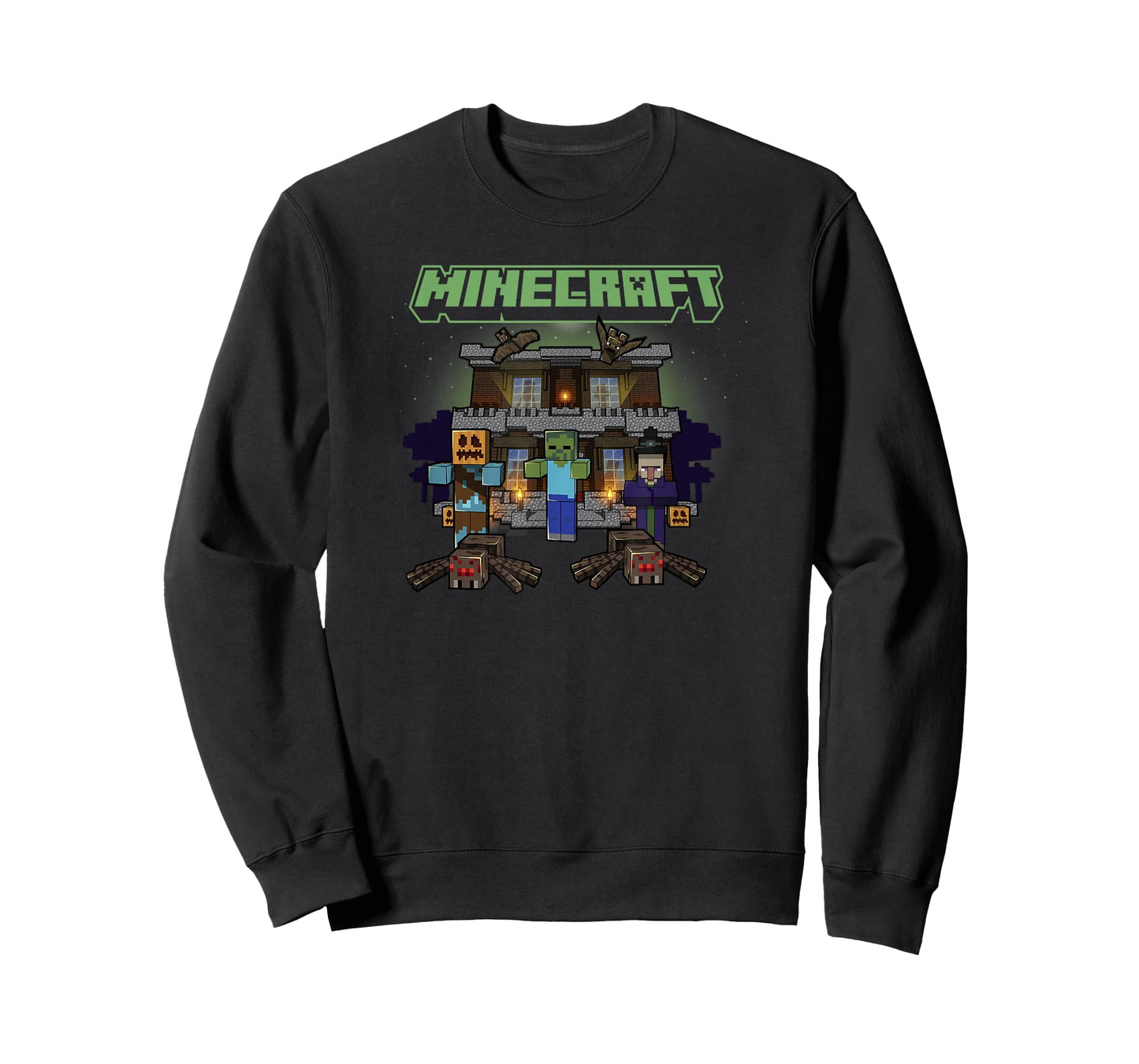 Minecraft Halloween Monsters In Haunted House Group Shot T-Shirt