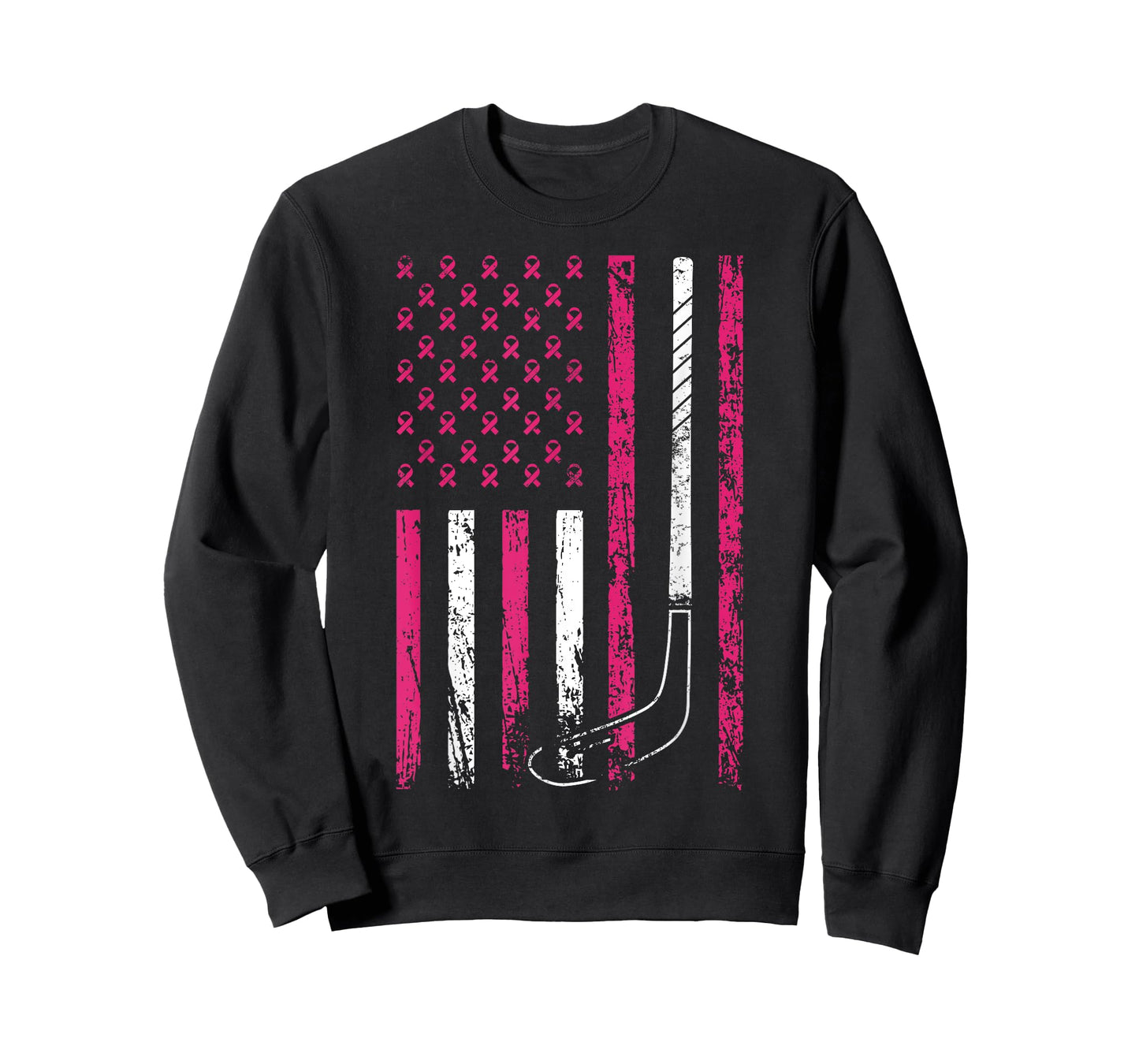 American Sports Flag Breast Cancer Awareness Ice Hockey T-Shirt
