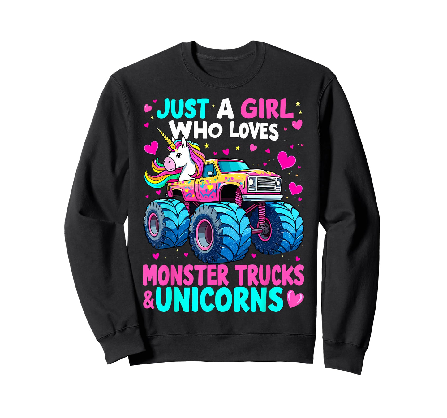 Monster Truck Just a Girl Who Loves Monster Trucks Unicorns T-Shirt