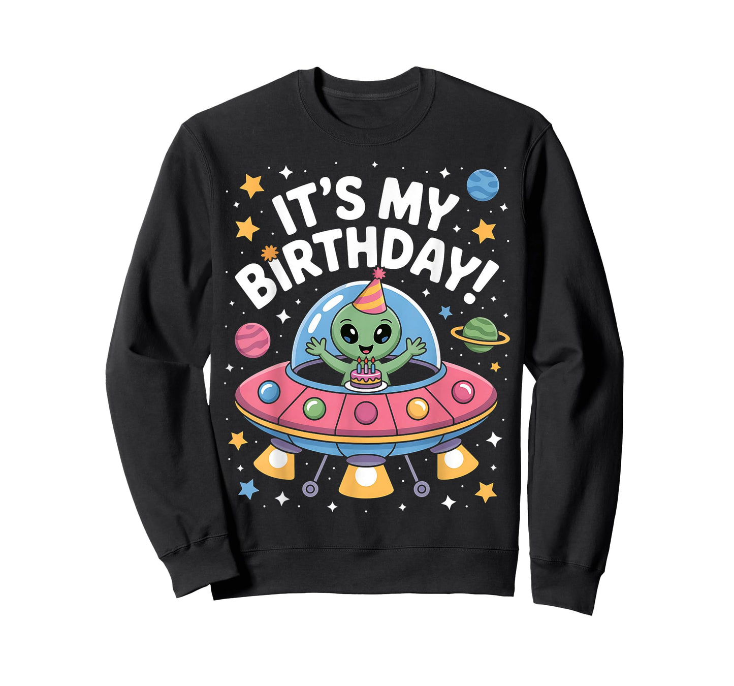 It's My Birthday Cute Alien UFO Ship in Space Funny Alien T-Shirt