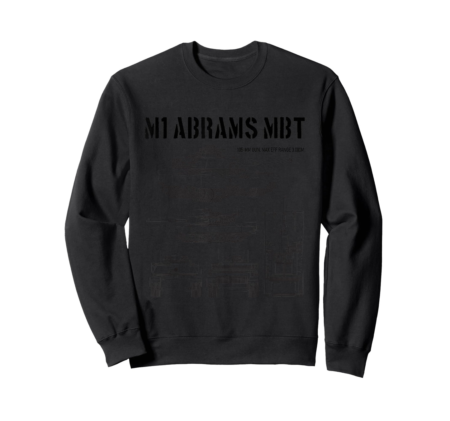 M1 Abrams Tank Schematic Vintage Military Armor Tank Black T-Shirt